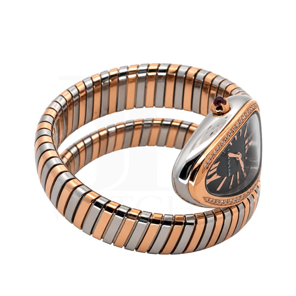 Bulgari 35mm Serpenti Tubogas 102098 SP35 18K RG & SS Diamond Bezel - Naked