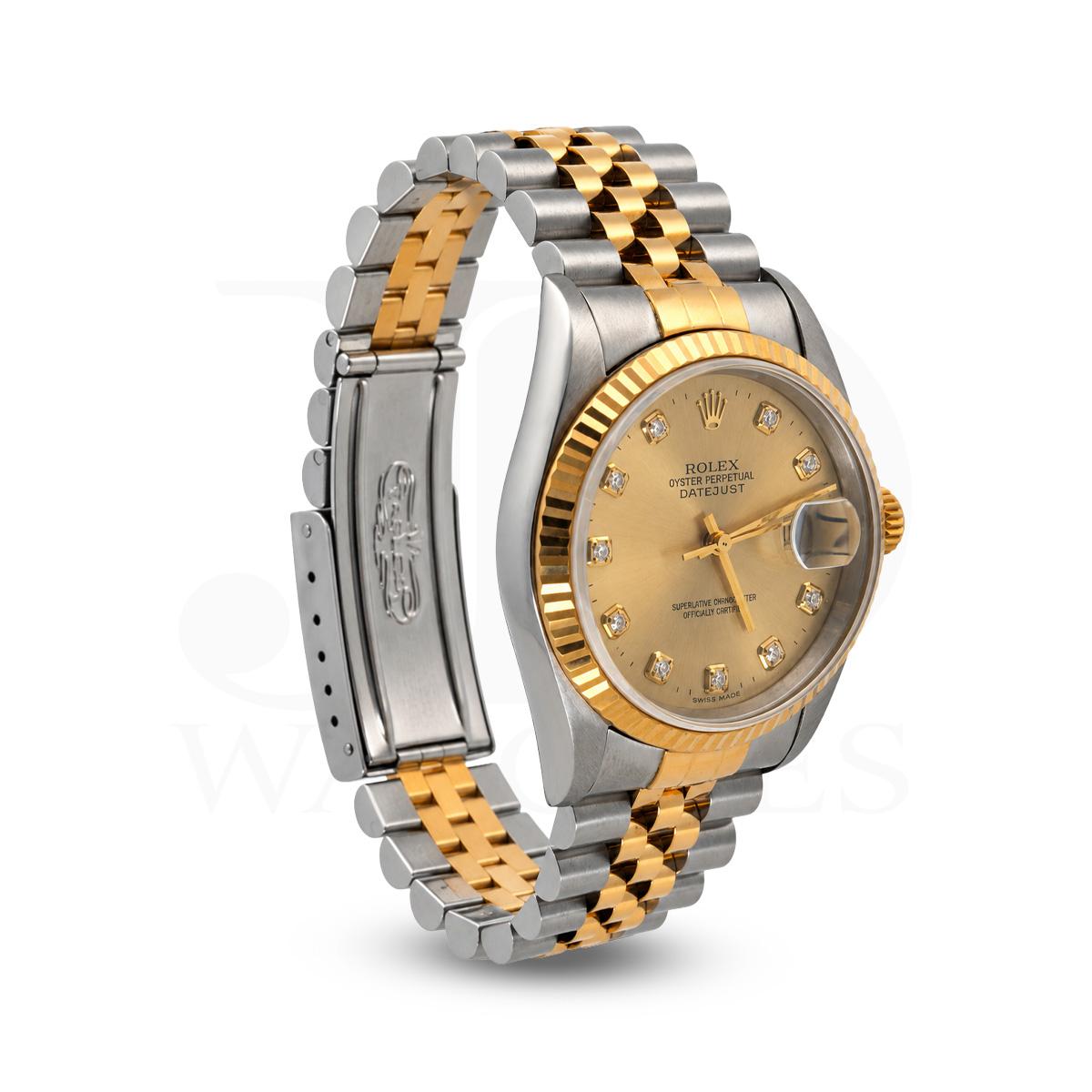 Rolex 36mm  Datejust 16233 Champagne Diamond Dial - 2003 Papers