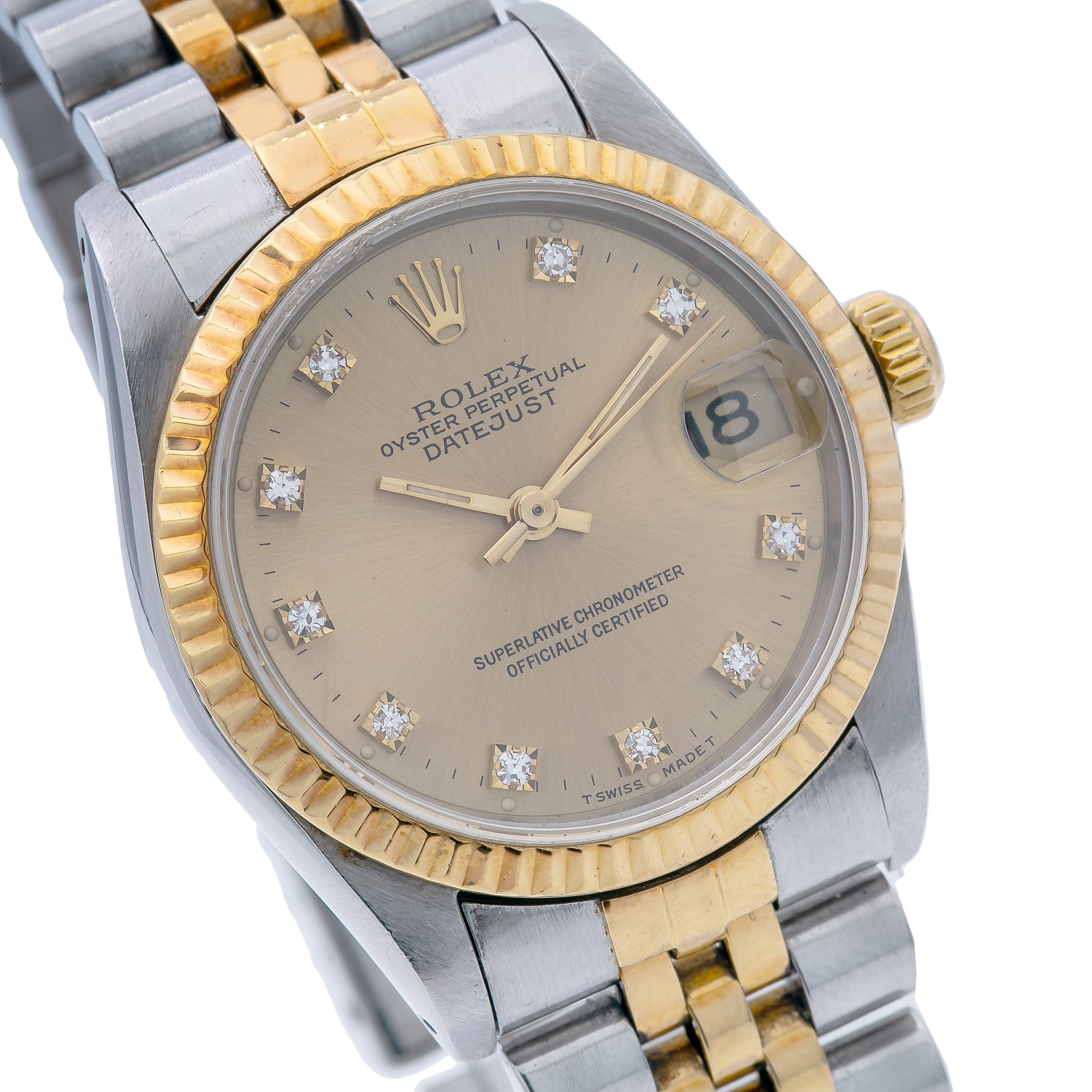 Rolex Datejust 31MM 68273 Stainless Steel and Yellow Gold Original Champagne Diamond Dial Jubilee Bracelet