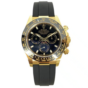 Rolex Cosmograph Daytona – Yellow Gold & Black Dial on Oysterflex Ref. 116518LN