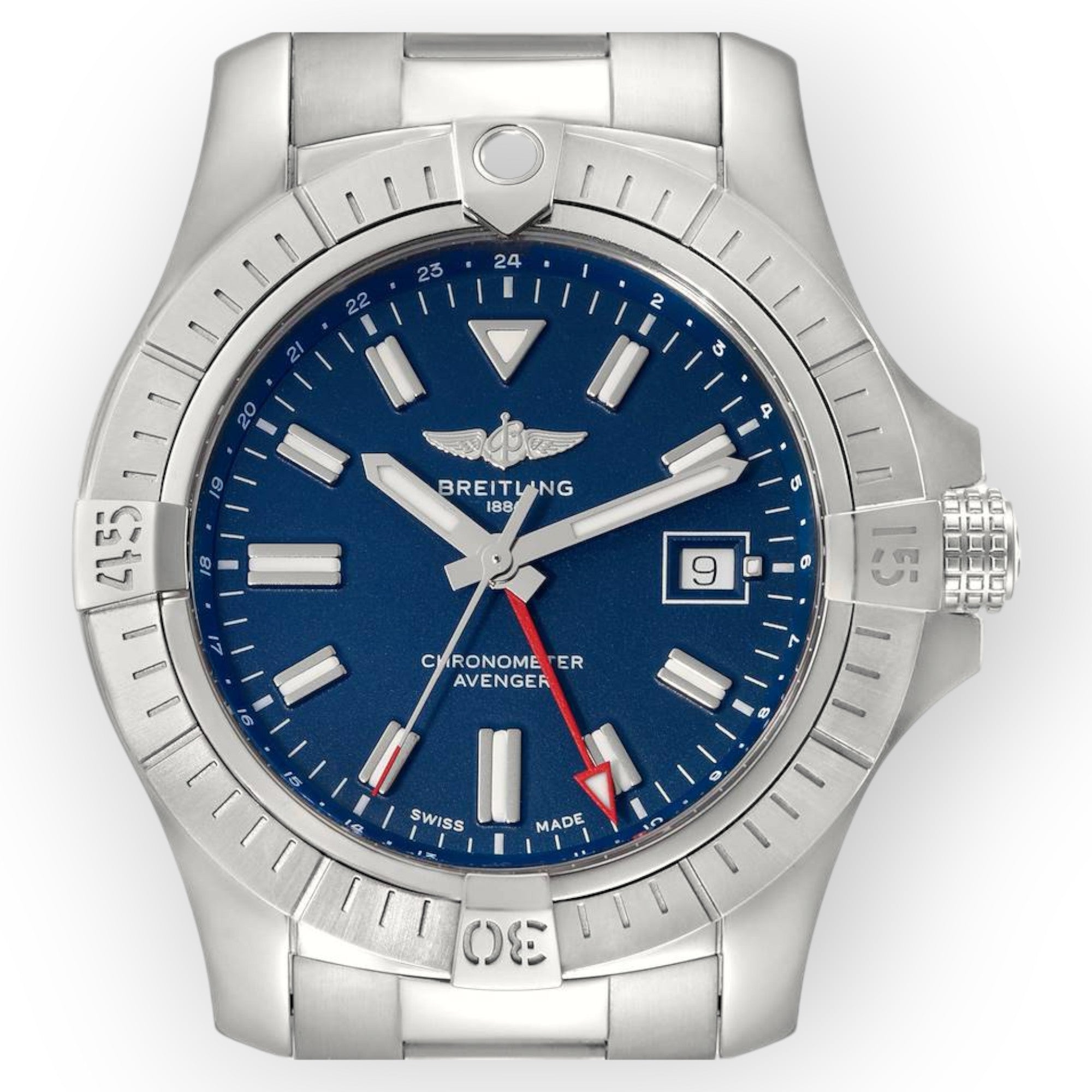 Breitling Aeromarine Avenger II GMT A32395 Blue Dial Steel Mens Watch