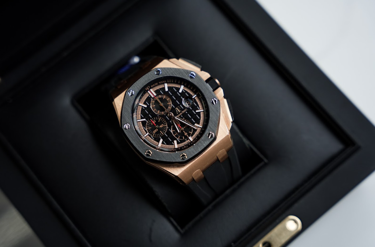 AP Royal Oak Offshore 26401RO 44mm 18K Rose Gold Black Mega Tapisserie Dial