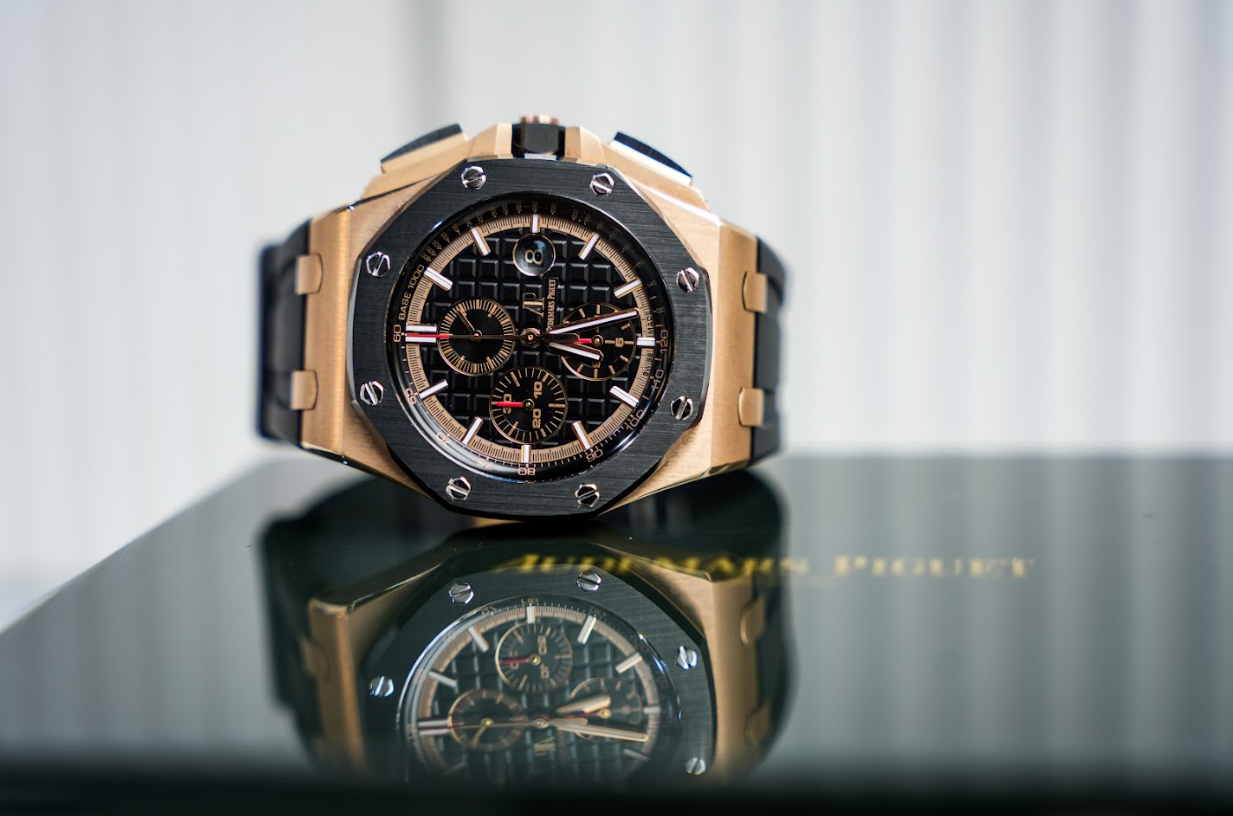 AP Royal Oak Offshore 26401RO 44mm 18K Rose Gold Black Mega Tapisserie Dial