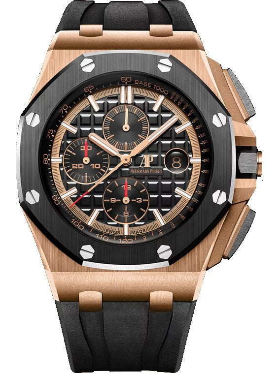 AP Royal Oak Offshore 26401RO 44mm 18K Rose Gold Black Mega Tapisserie Dial