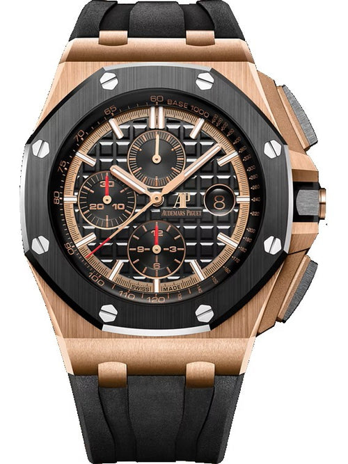 AP Royal Oak Offshore 26401RO 44mm 18K Rose Gold Black Mega Tapisserie Dial