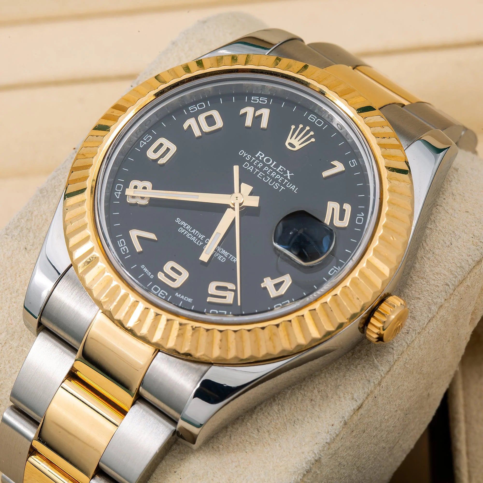 Rolex Datejust 41mm 116333 Black Arabic Dial Fluted Bezel Two-Tone Oyster Bracelet
