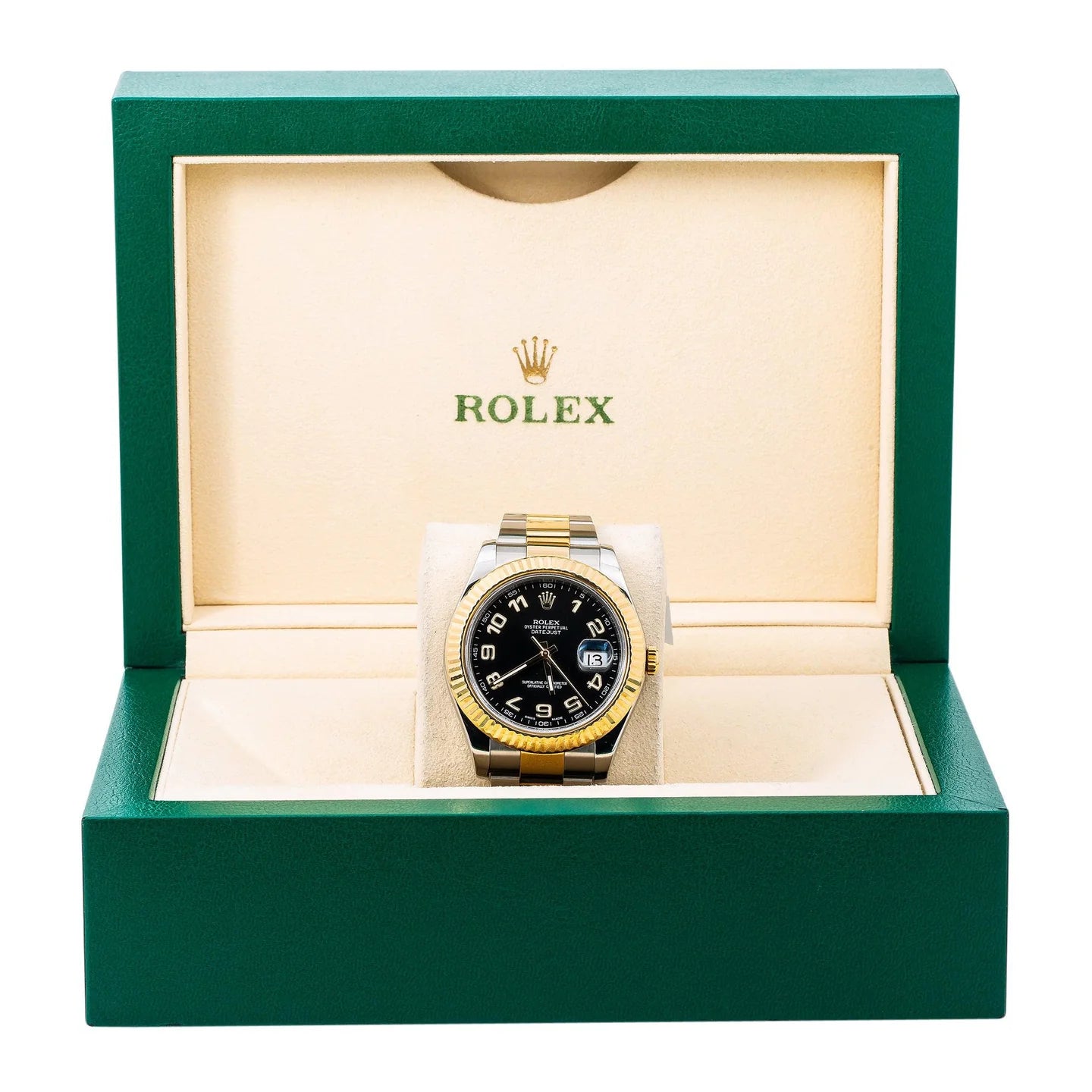 Rolex Datejust 41mm 116333 Black Arabic Dial Fluted Bezel Two-Tone Oyster Bracelet