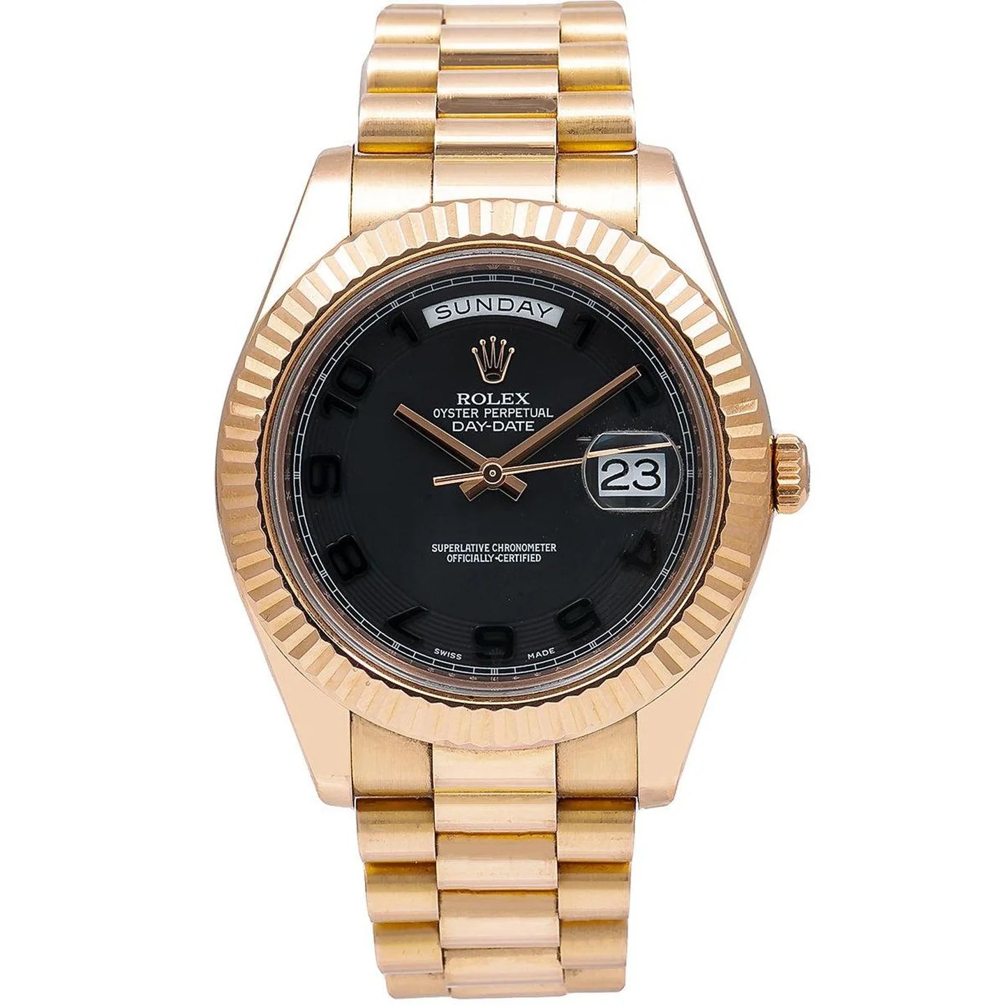 Rolex Day-Date 40MM 218235 Black Arabic Dial Everose Gold President Bracelet