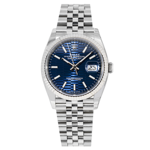 Rolex Datejust 36mm 126334 Blue Motif Dial on Jubilee bracelet with fluted bezel (White Gold).