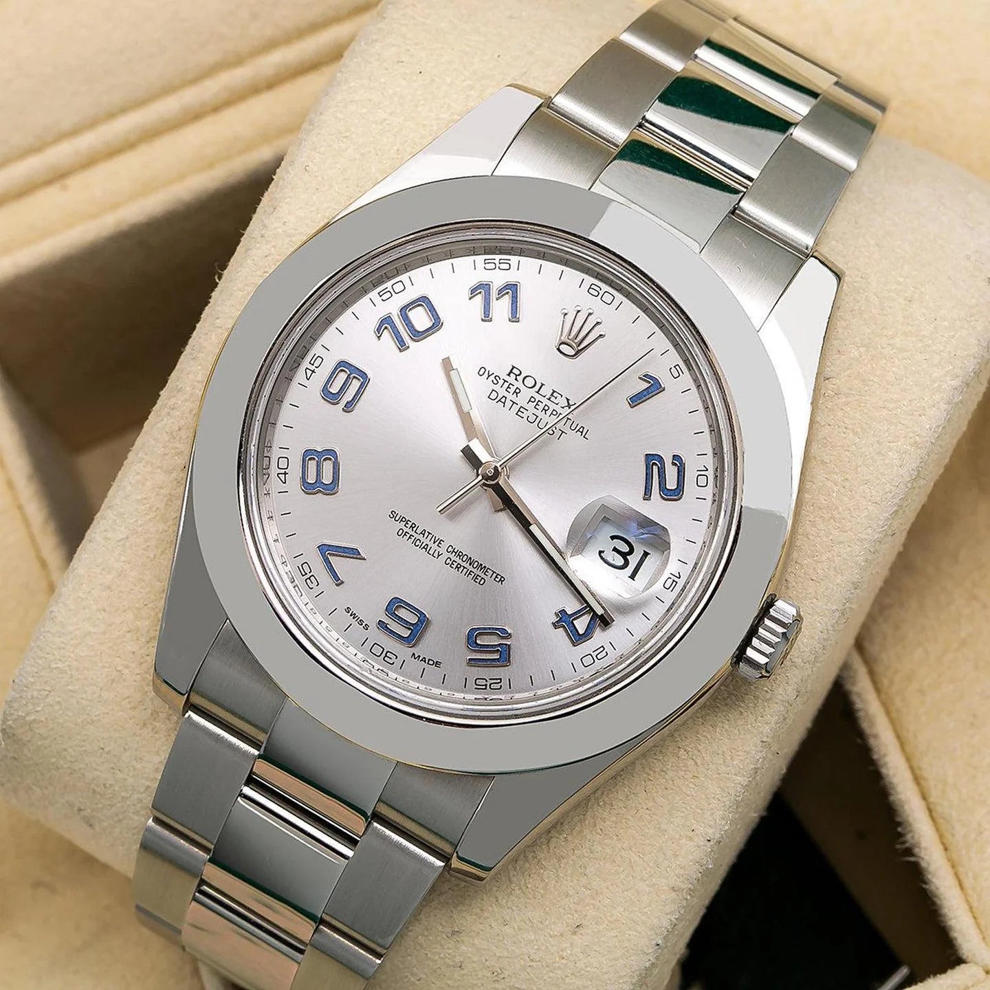 Rolex Datejust 41mm 116300 Silver Arabic Dial Smooth Bezel Oyster Bracelet