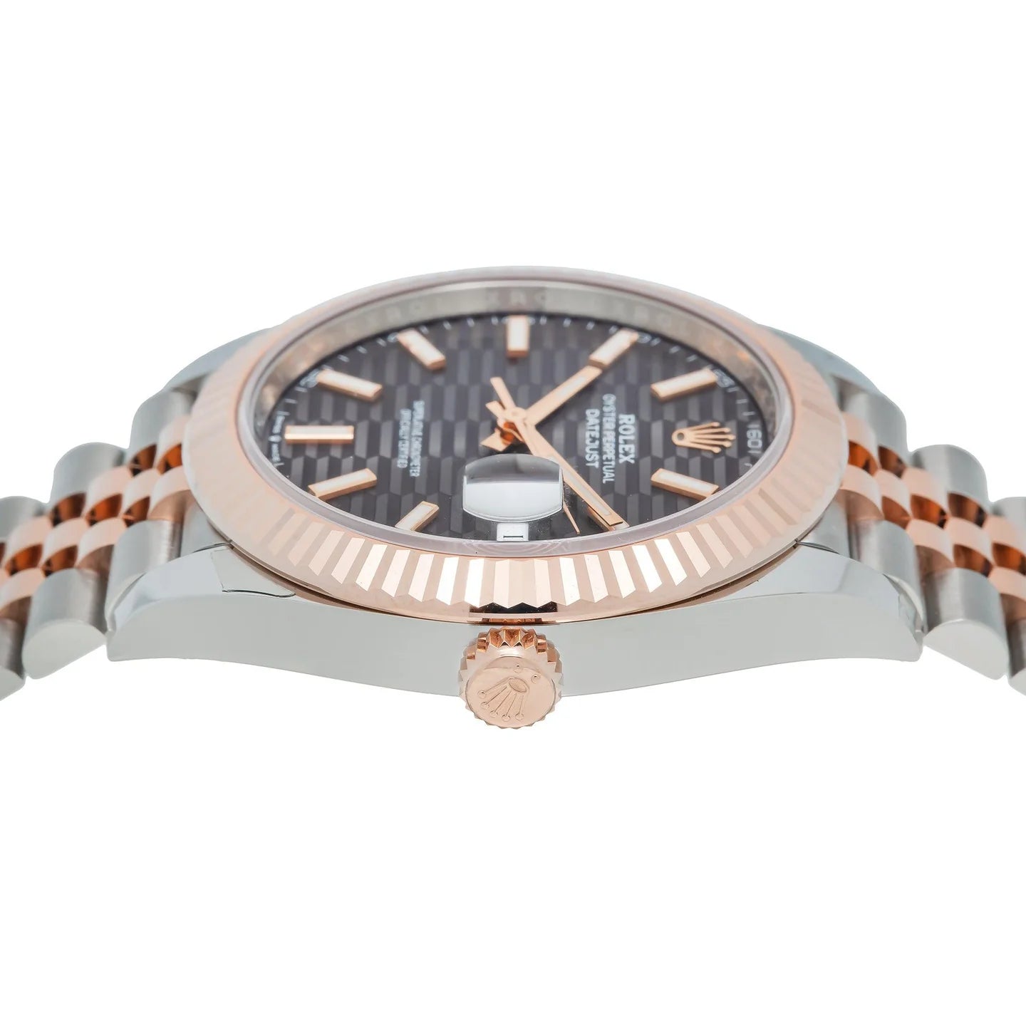 Rolex Datejust 41MM 126331 Slate Gray Motif Dial Fluted Bezel Two-Tone Everose Gold Jubilee Bracelet