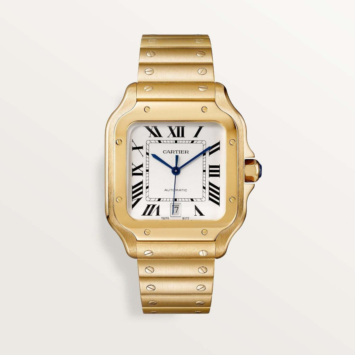 Cartier Santos de Cartier WGSA0029 39.8mm Silvered Opaline Dial With Yellow Gold Bracelet
