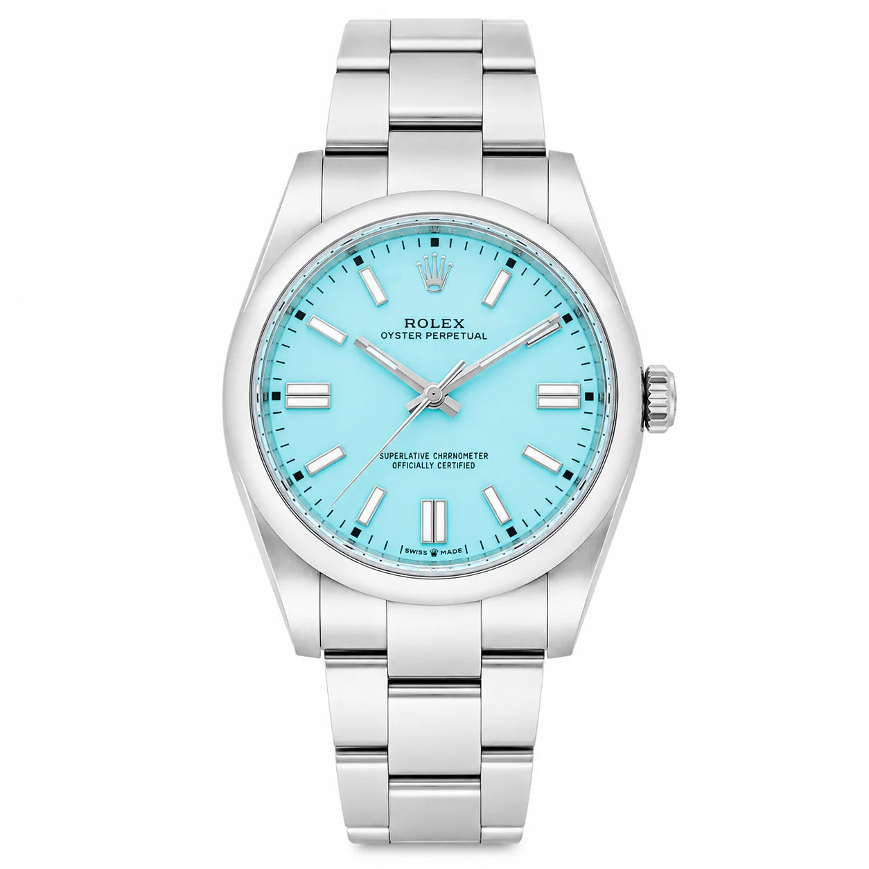 Rolex Oyster Perpetual 41mm Turquoise Blue Dial Stainless Steel Watch – 124300