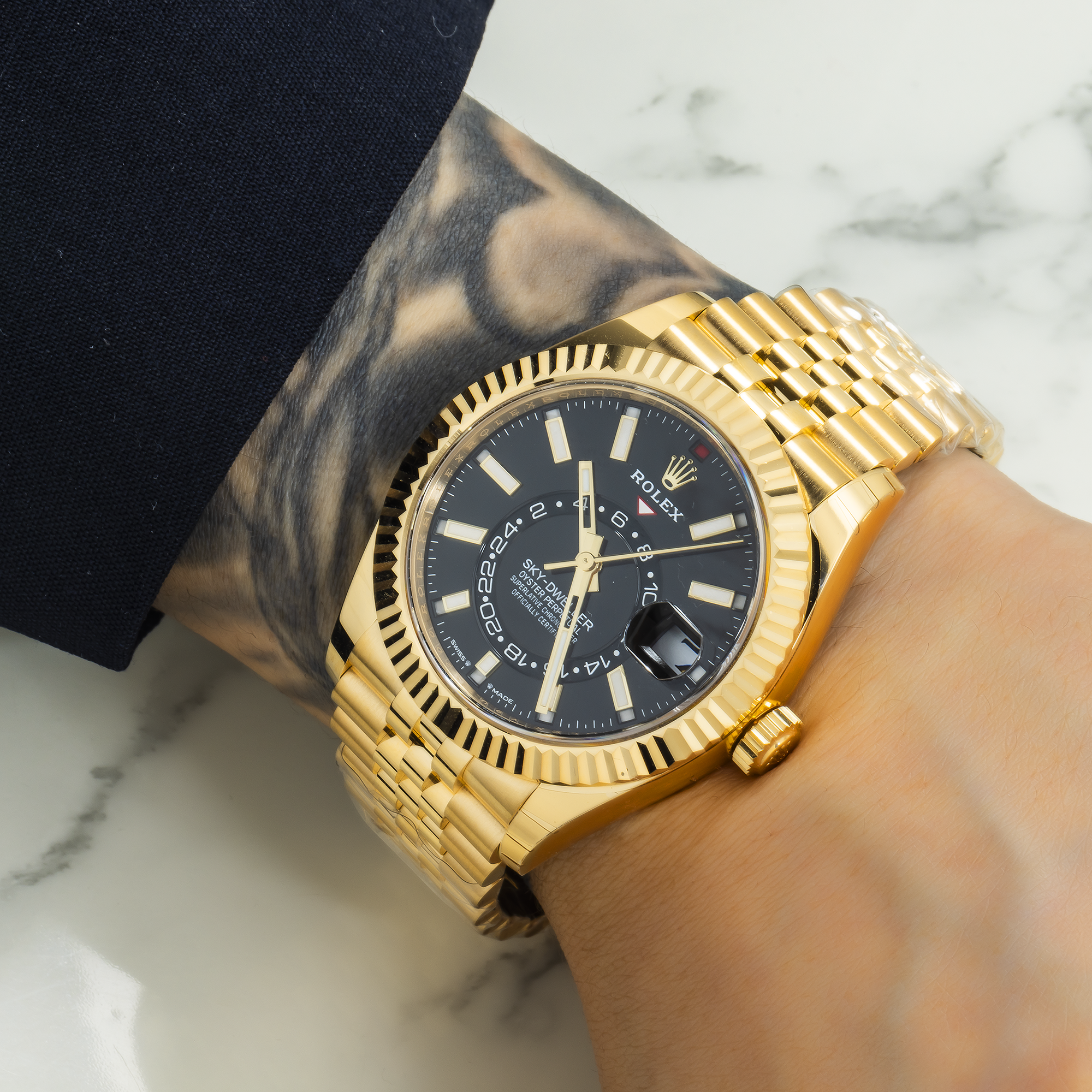 Rolex Sky-Dweller 336938 42mm 18k Yellow Gold Champagne Dial Oyster Bracelet Men’s Watch (Year 2023 to 2025)-Rolex-JD Watches NY
