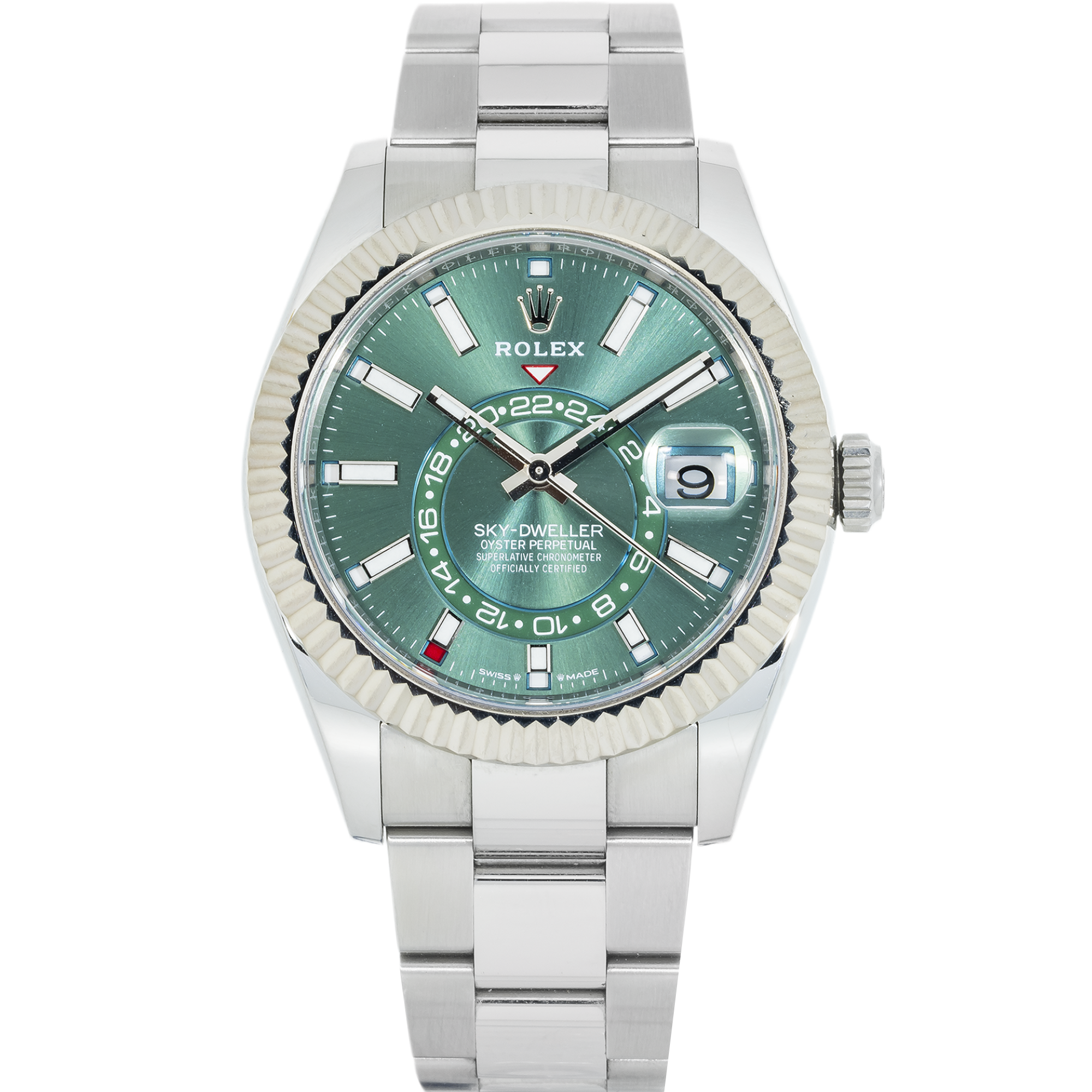 Rolex Sky-Dweller 336934 – 42mm Stainless Steel & White Gold Green Dial Oyster Bracelet