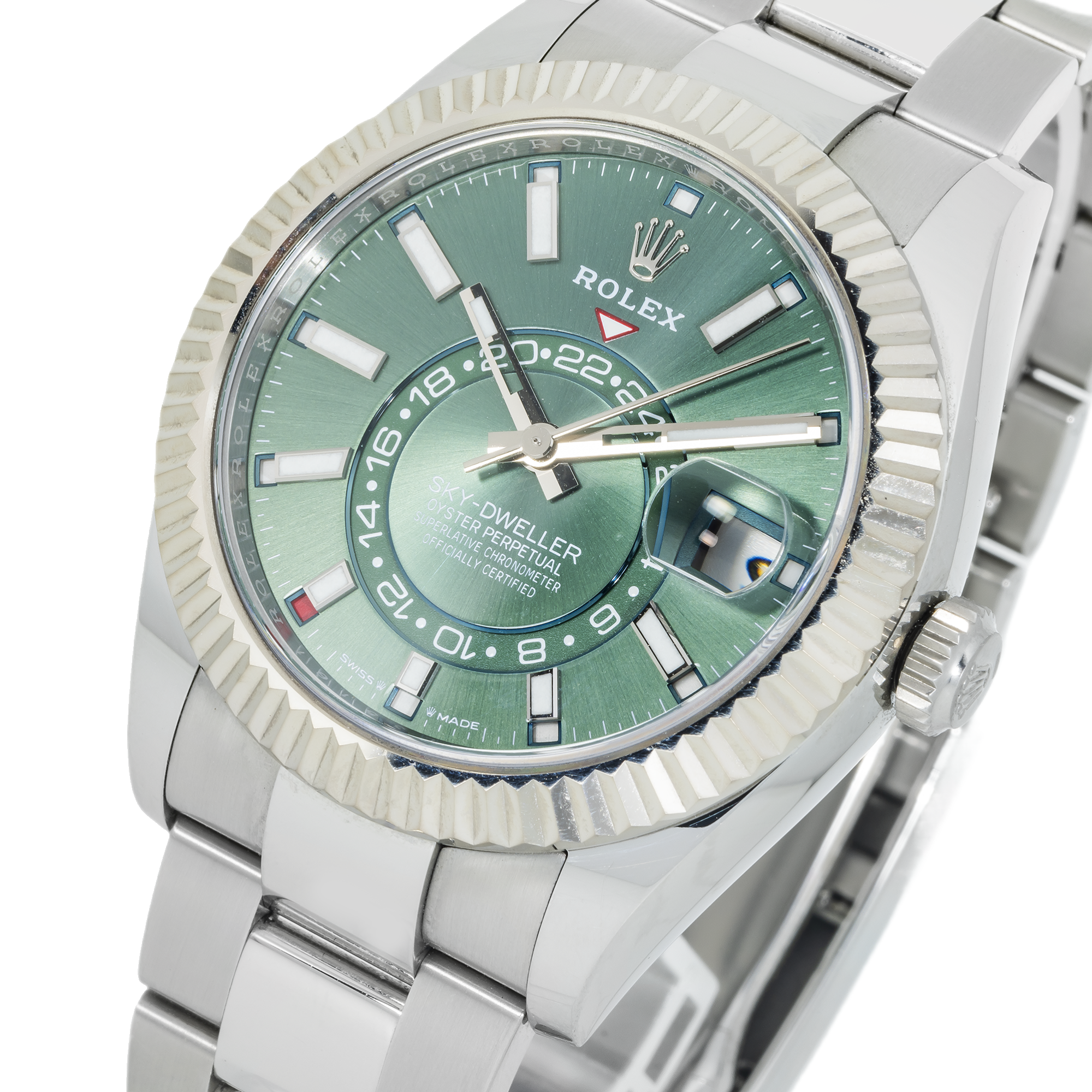 Rolex Sky-Dweller 336934 – 42mm Stainless Steel & White Gold Green Dial Oyster Bracelet
