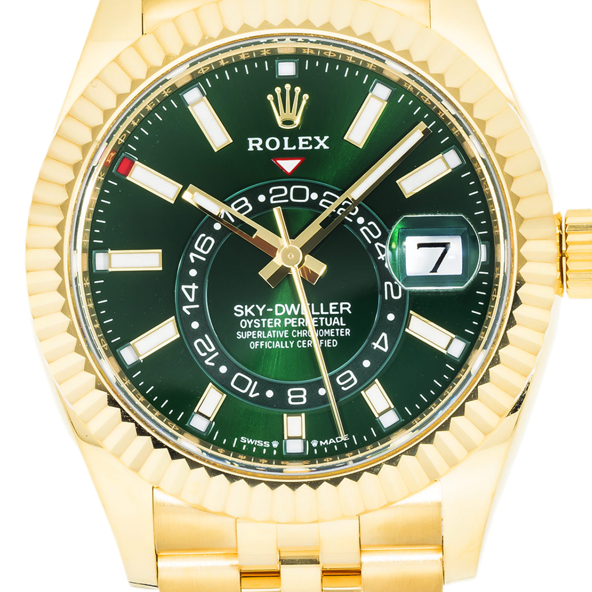 Rolex 18k Yellow Gold Sky-Dweller 42mm, 336938 Green Dial and Jubilee Bracelet