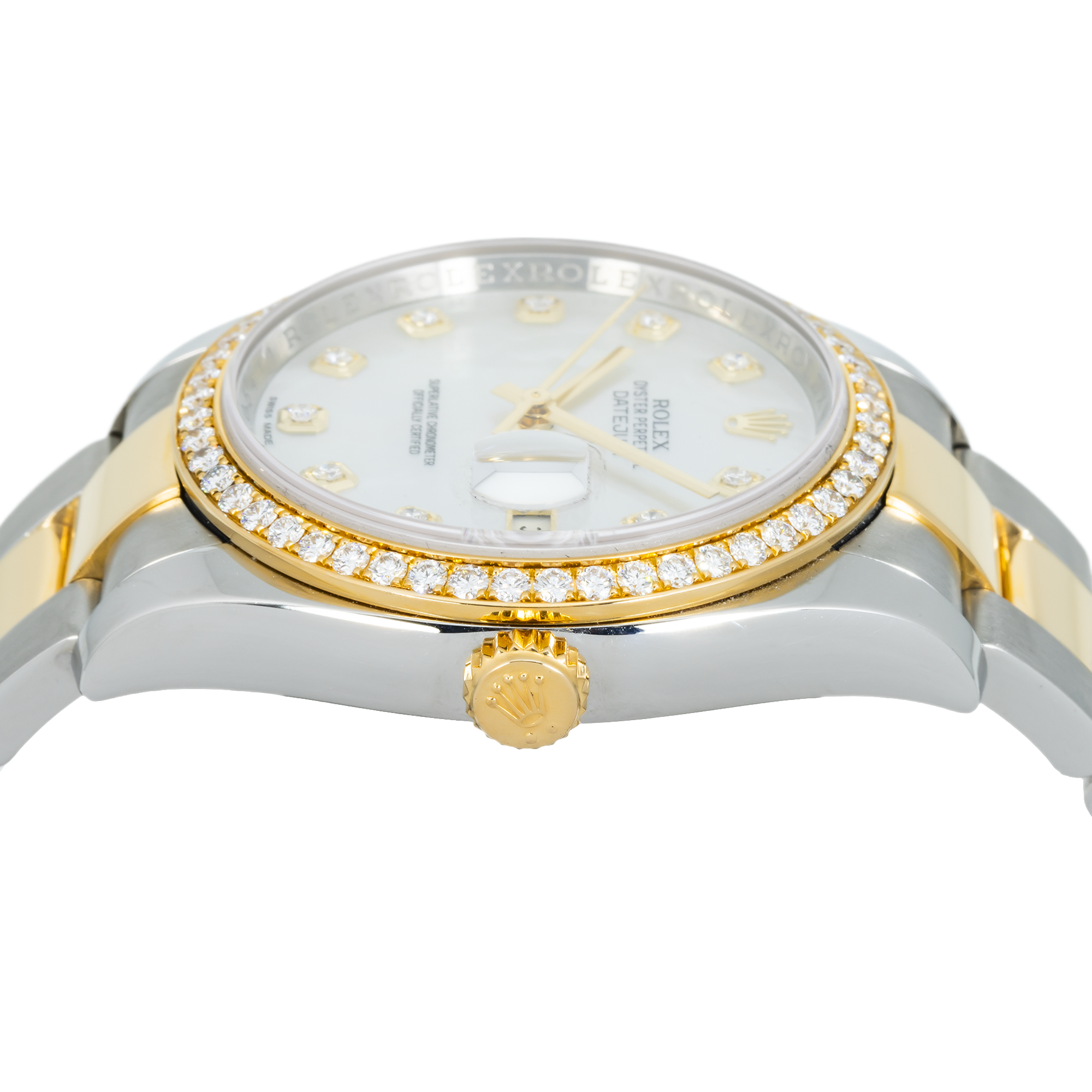 Rolex Stainless Steel and Yellow Gold Datejust 36mm, 116243 Mother of Pearl Diamond Dial and Jubilee Bracelet