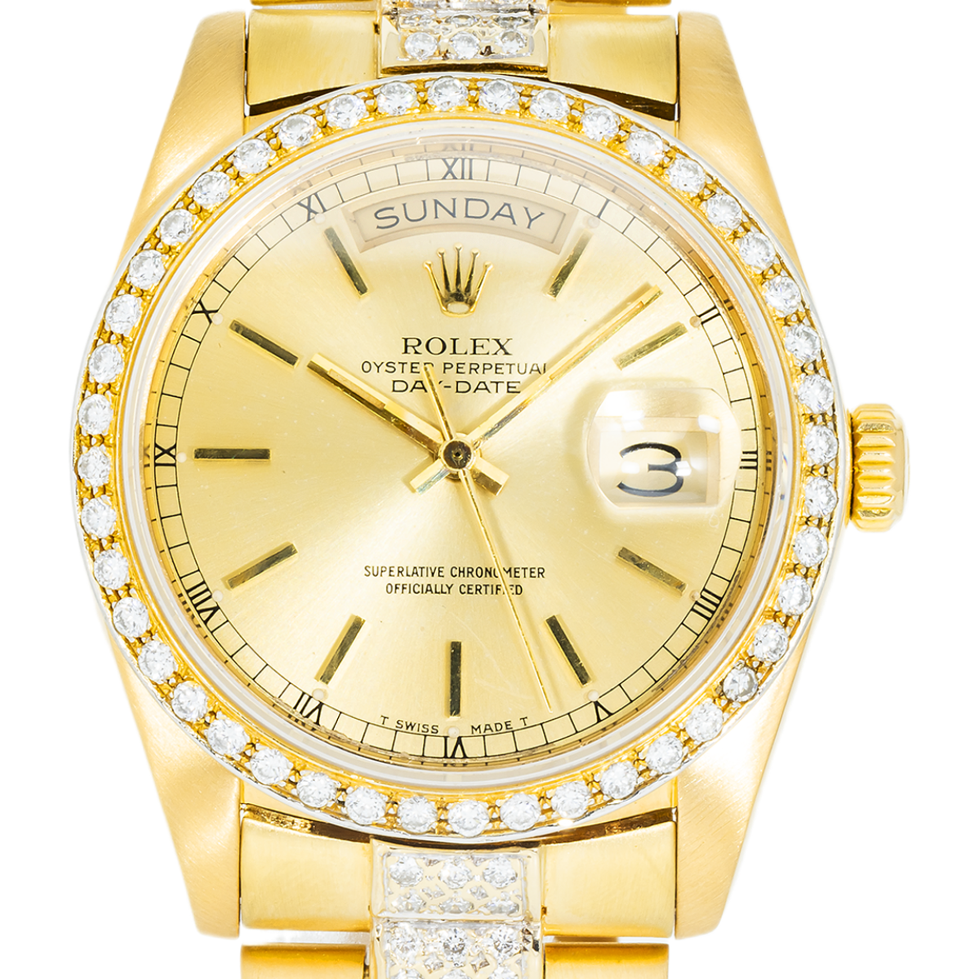 Rolex Day-Date 18038 with Custom Diamond Bezel & Bracelet
