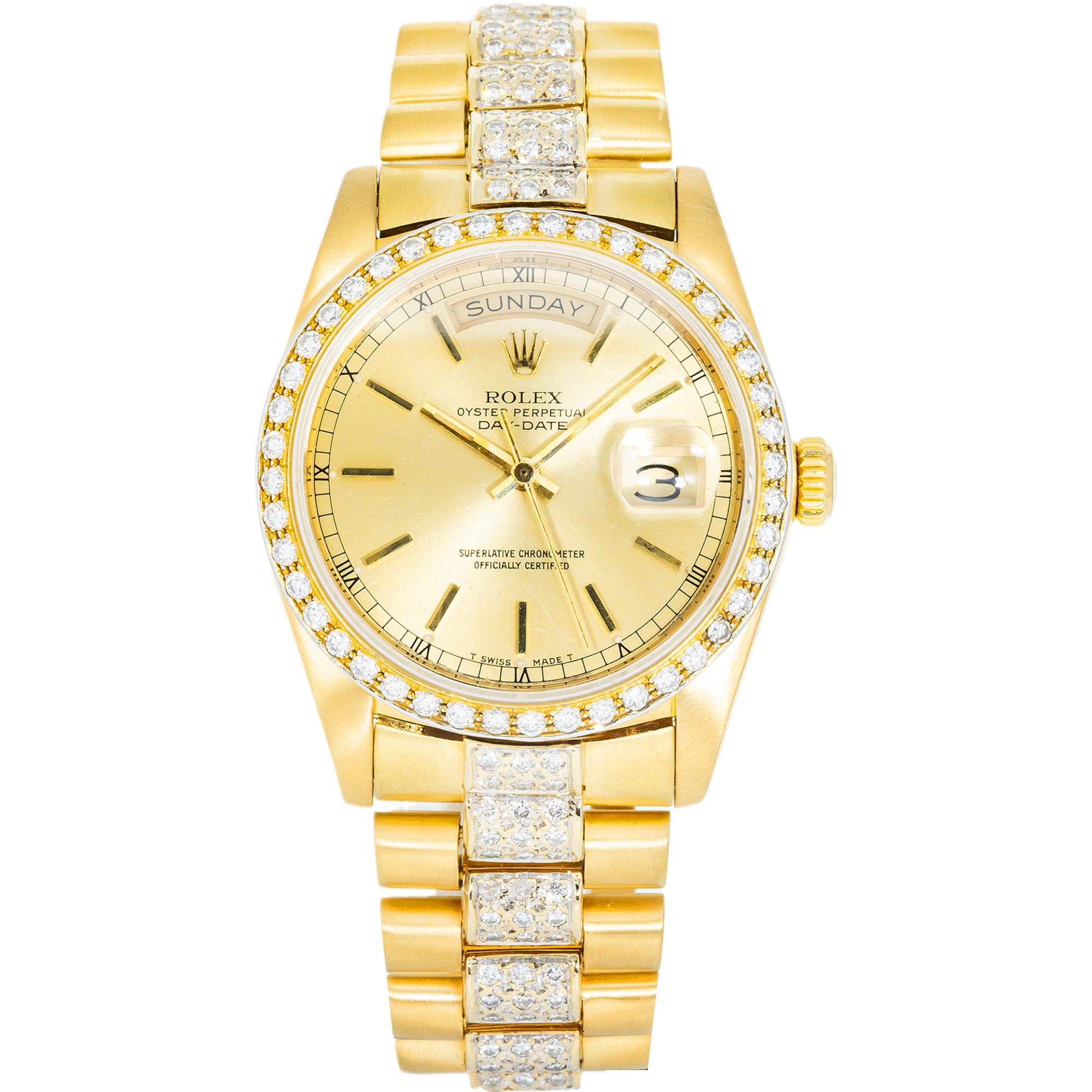 Rolex Day-Date 18038 with Custom Diamond Bezel & Bracelet