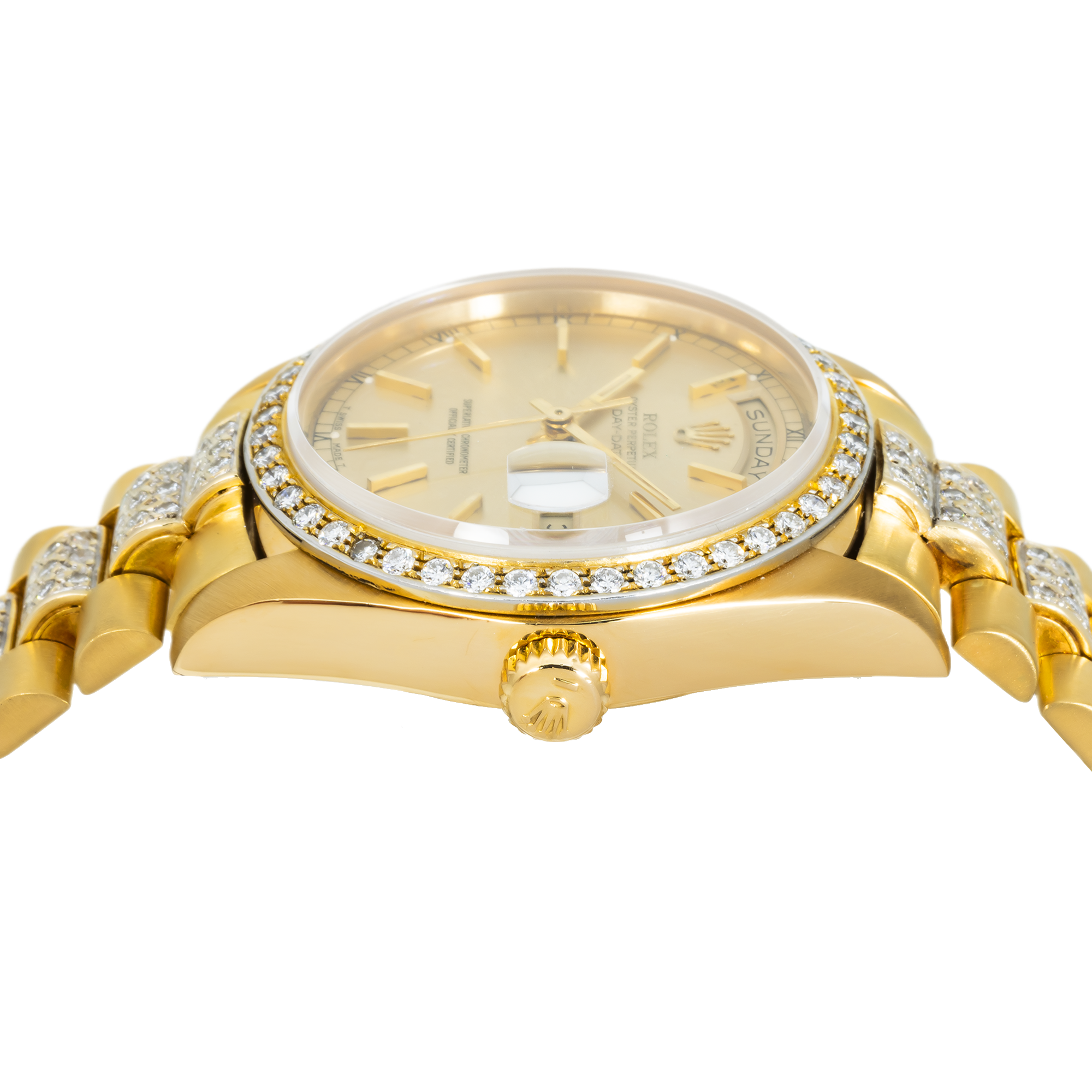 Rolex Day-Date 18038 with Custom Diamond Bezel & Bracelet
