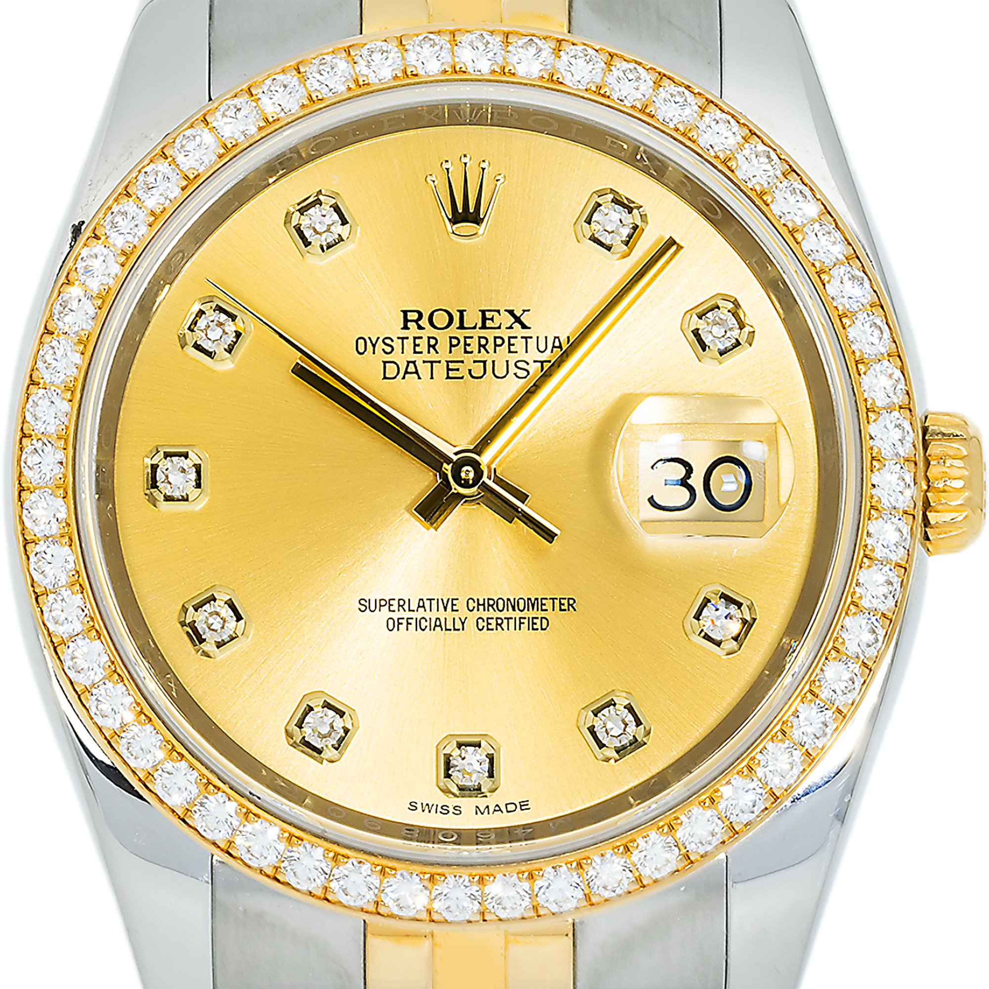 Rolex Stainless Steel and Yellow Gold Datejust 36mm, 116243 Champagne Diamond Dial and Jubilee Bracelet