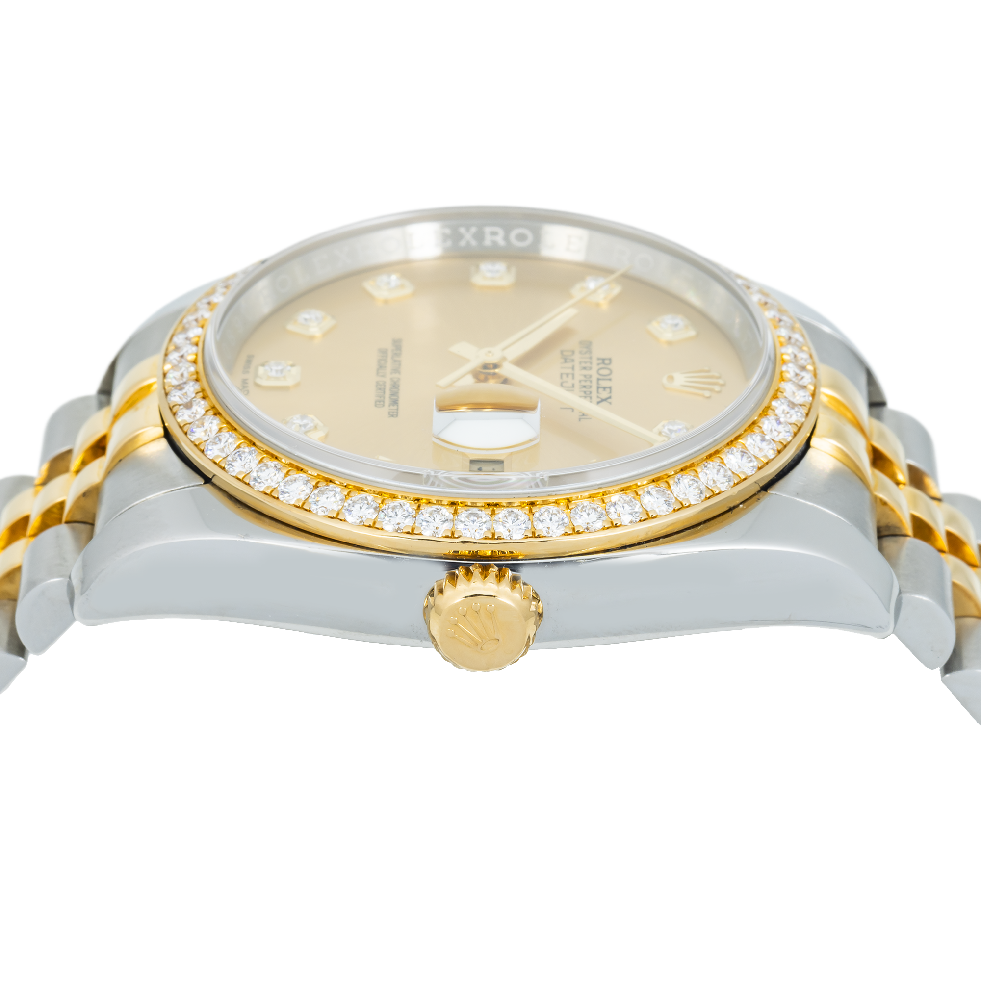 Rolex Stainless Steel and Yellow Gold Datejust 36mm, 116243 Champagne Diamond Dial and Jubilee Bracelet