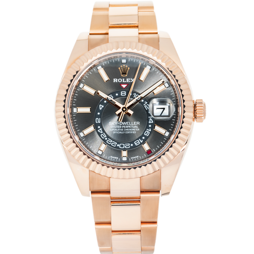 Rolex 18k Everose Gold Sky-Dweller 42mm, 326935 Rhodium Dial and Oyster Bracelet