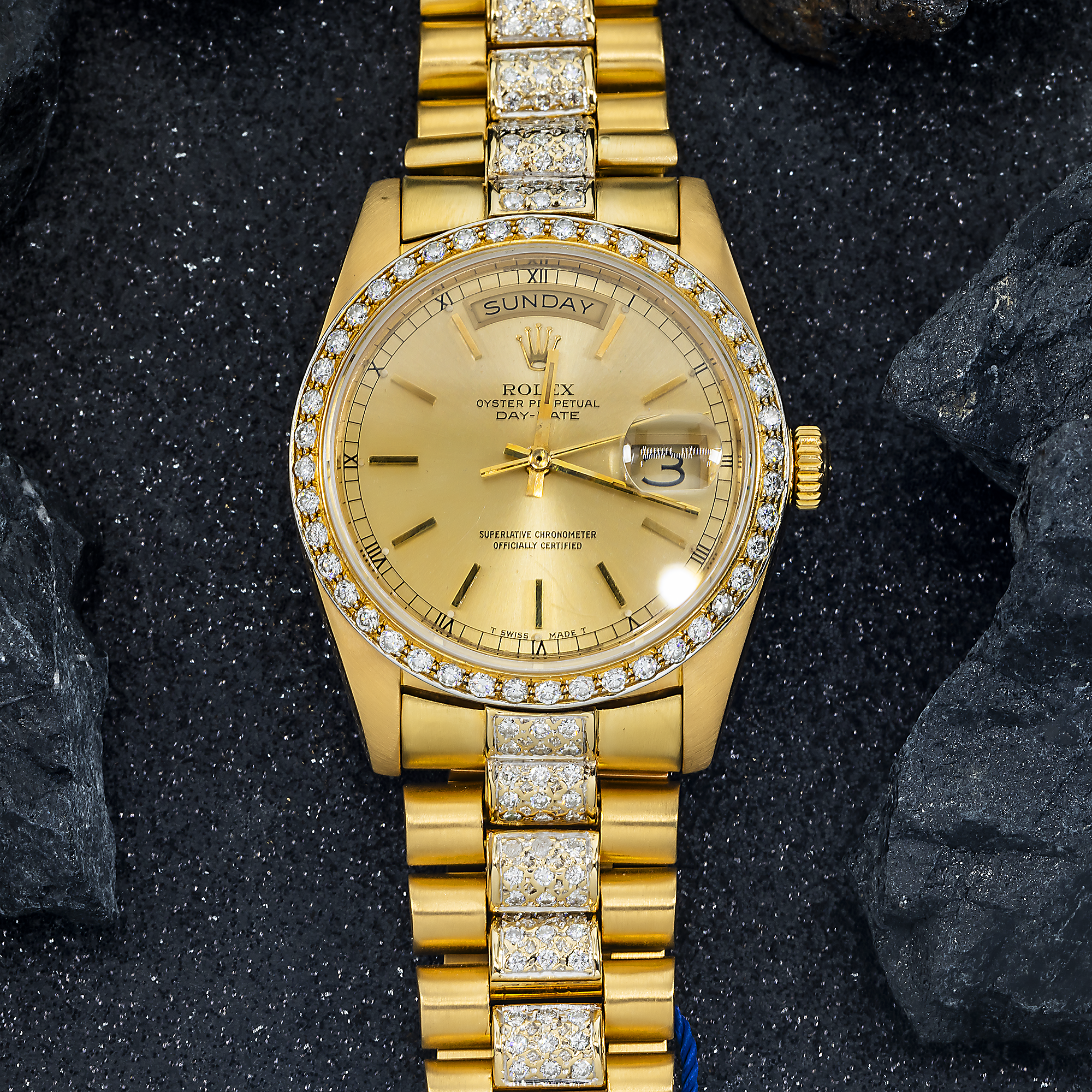 Rolex Day-Date 18038 with Custom Diamond Bezel & Bracelet