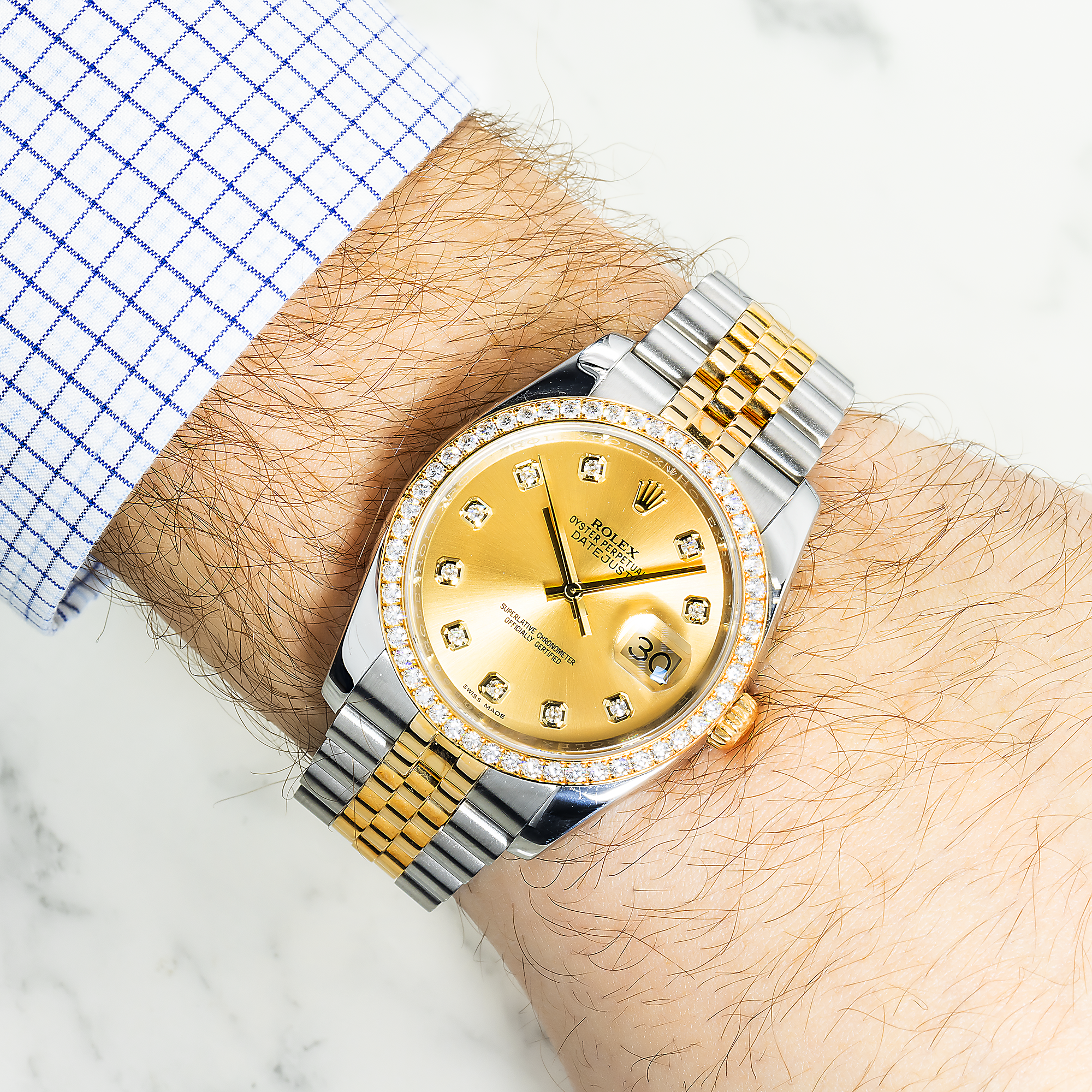 Rolex Stainless Steel and Yellow Gold Datejust 36mm, 116243 Champagne Diamond Dial and Jubilee Bracelet