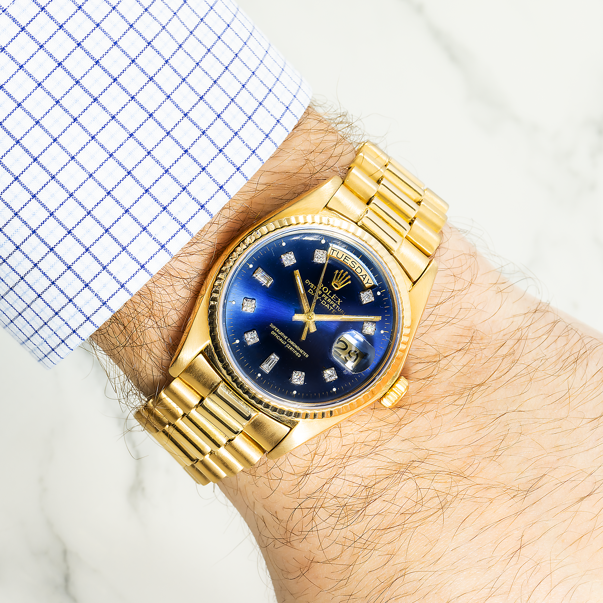 Rolex Day-Date 18038 with Custom Blue Diamond Dial