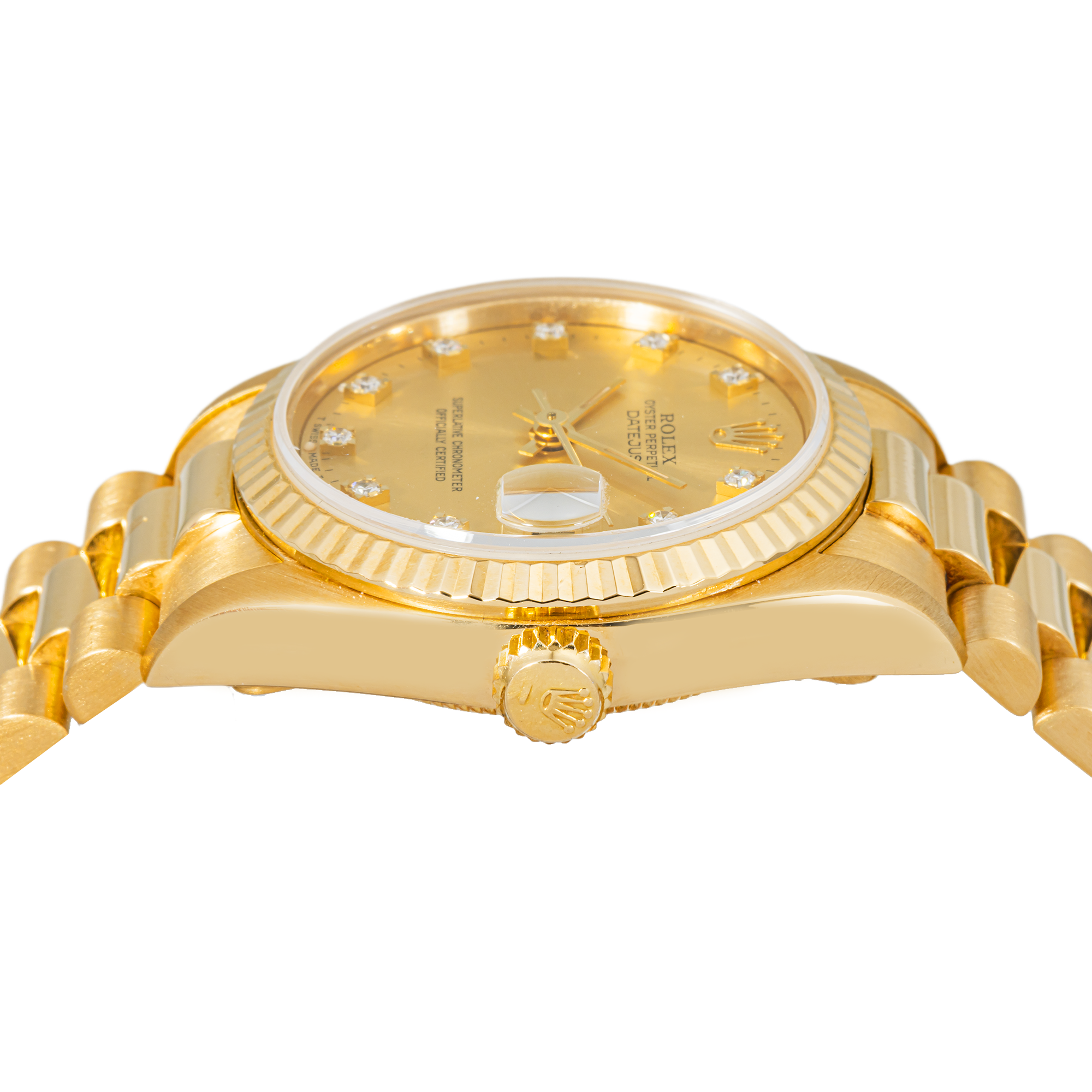 Rolex Datejust 31mm 68278 Champagne Diamond Dial 18K Yellow Gold President Bracelet
