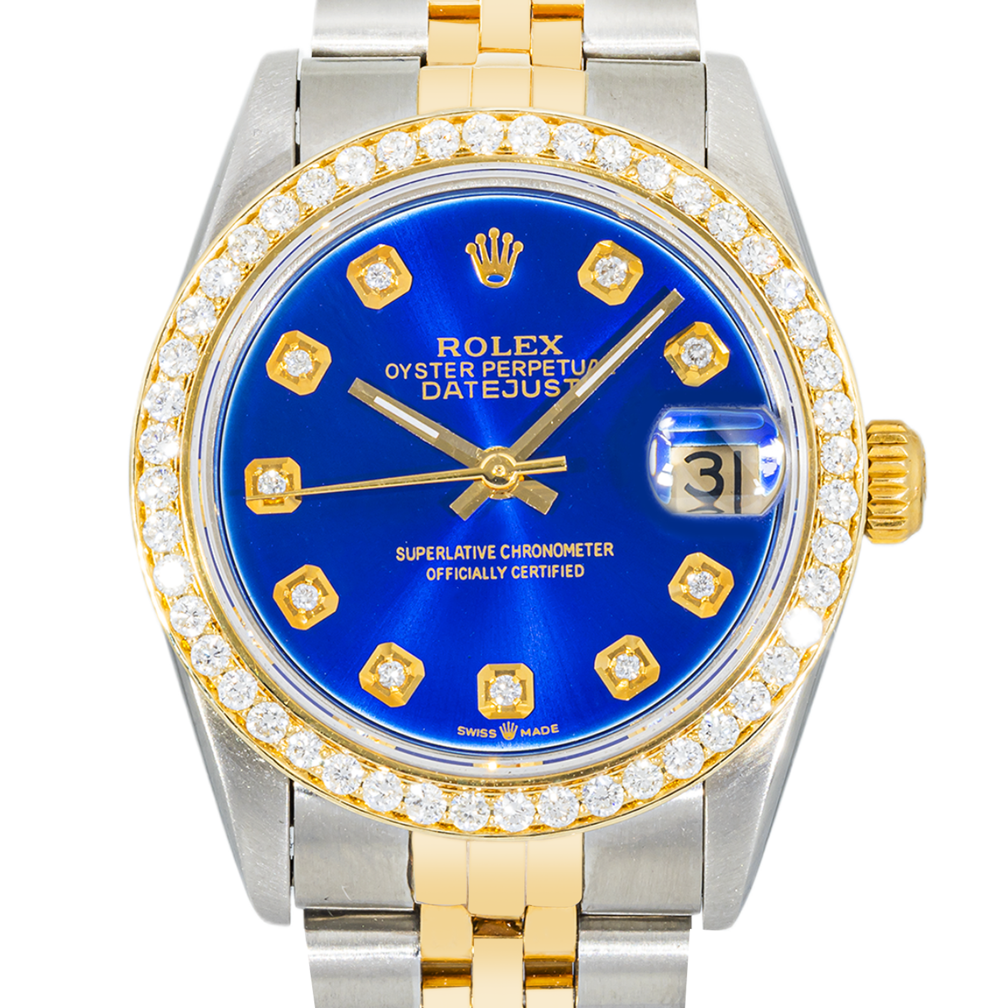 Rolex Datejust 31mm 68273 Blue Diamond Dial Diamond Bezel Steel & Yellow Gold Jubilee