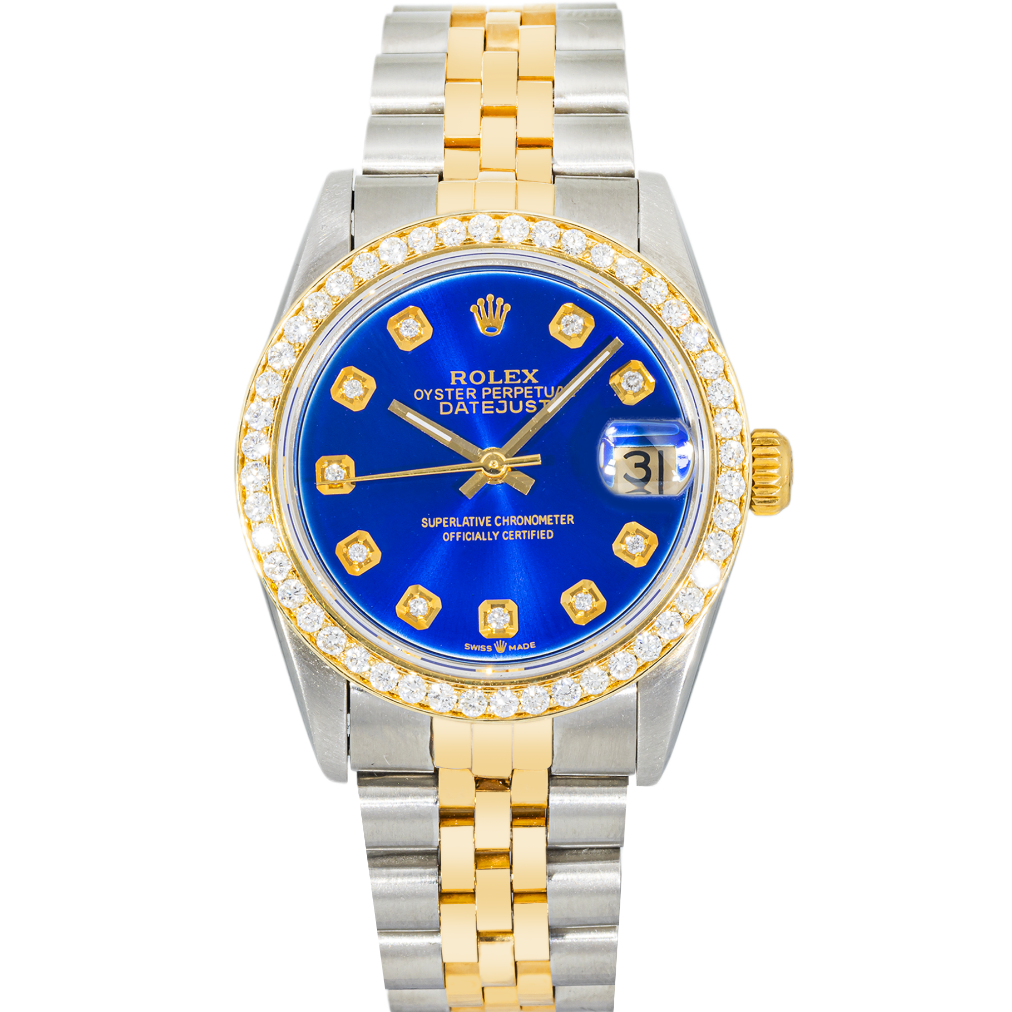 Rolex Datejust 31mm 68273 Blue Diamond Dial Diamond Bezel Steel & Yellow Gold Jubilee