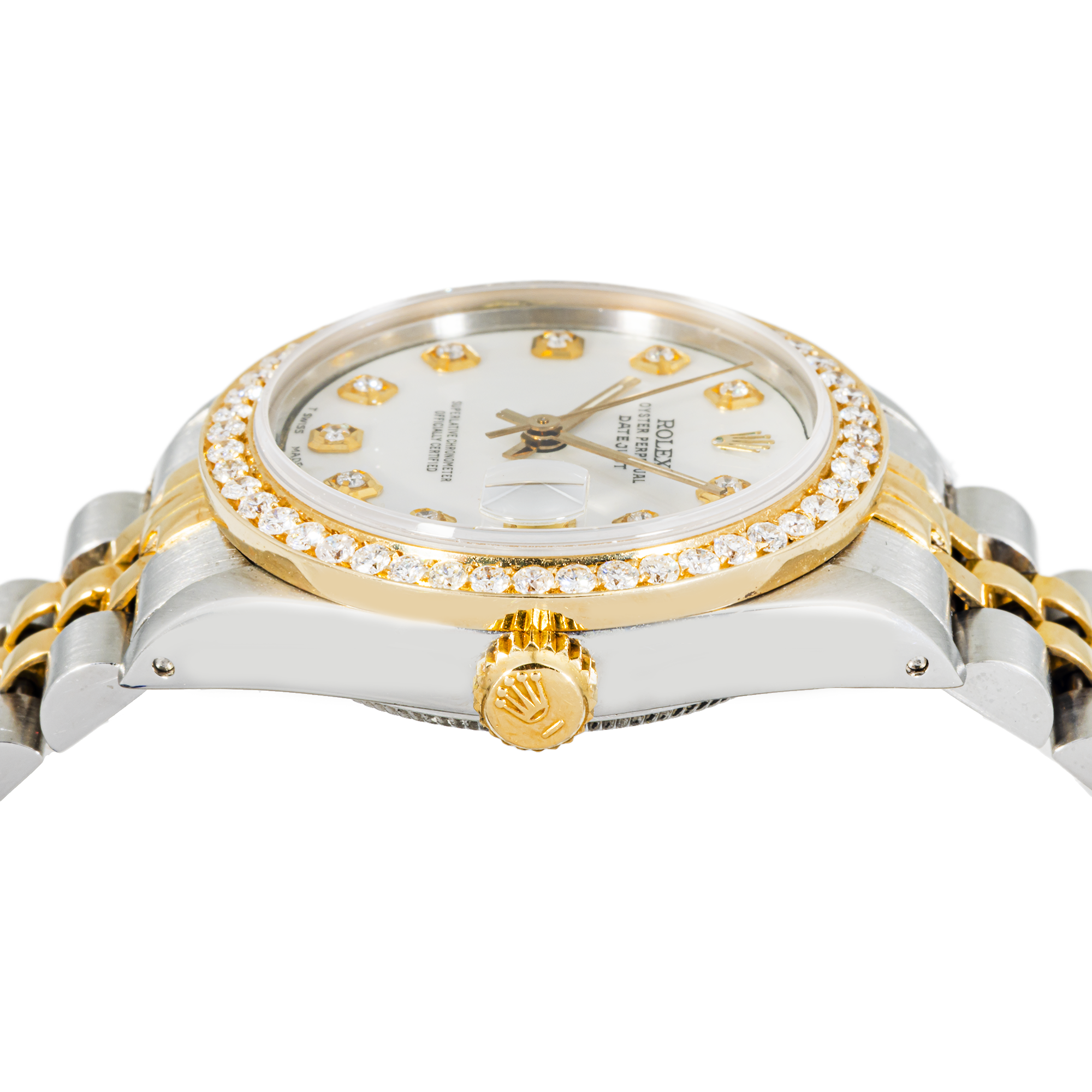 Rolex Datejust 31mm 68273 White MOP Diamond Dial Diamond Bezel Steel & Yellow Gold Jubilee