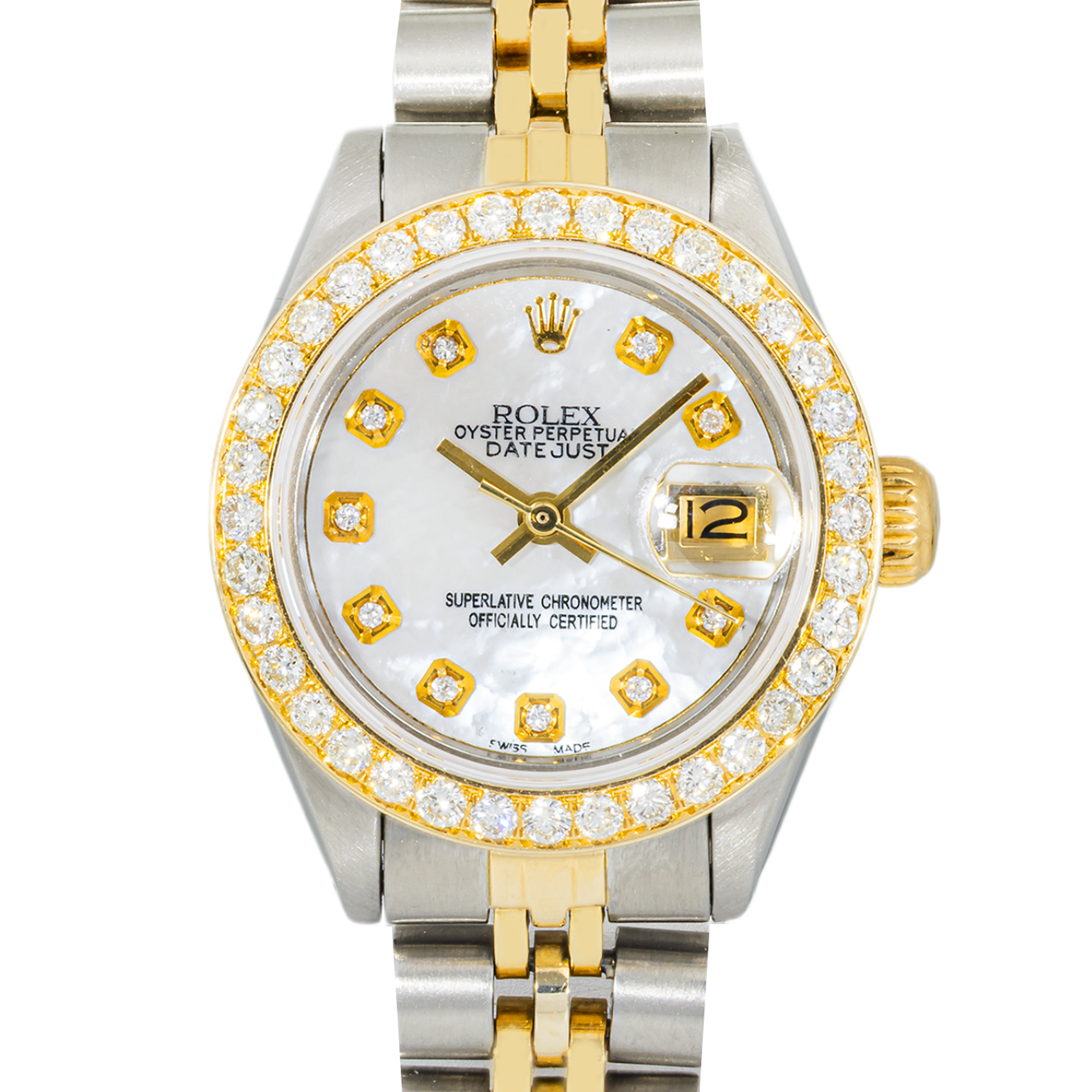 Rolex Datejust 26mm 6916 Steel & Yellow Gold Jubilee Mother of Pearl Diamond Bezel Diamond Dial