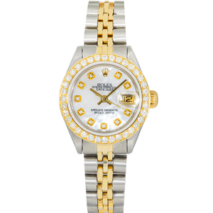 Rolex Datejust 26mm 6916 Steel & Yellow Gold Jubilee Mother of Pearl Diamond Bezel Diamond Dial