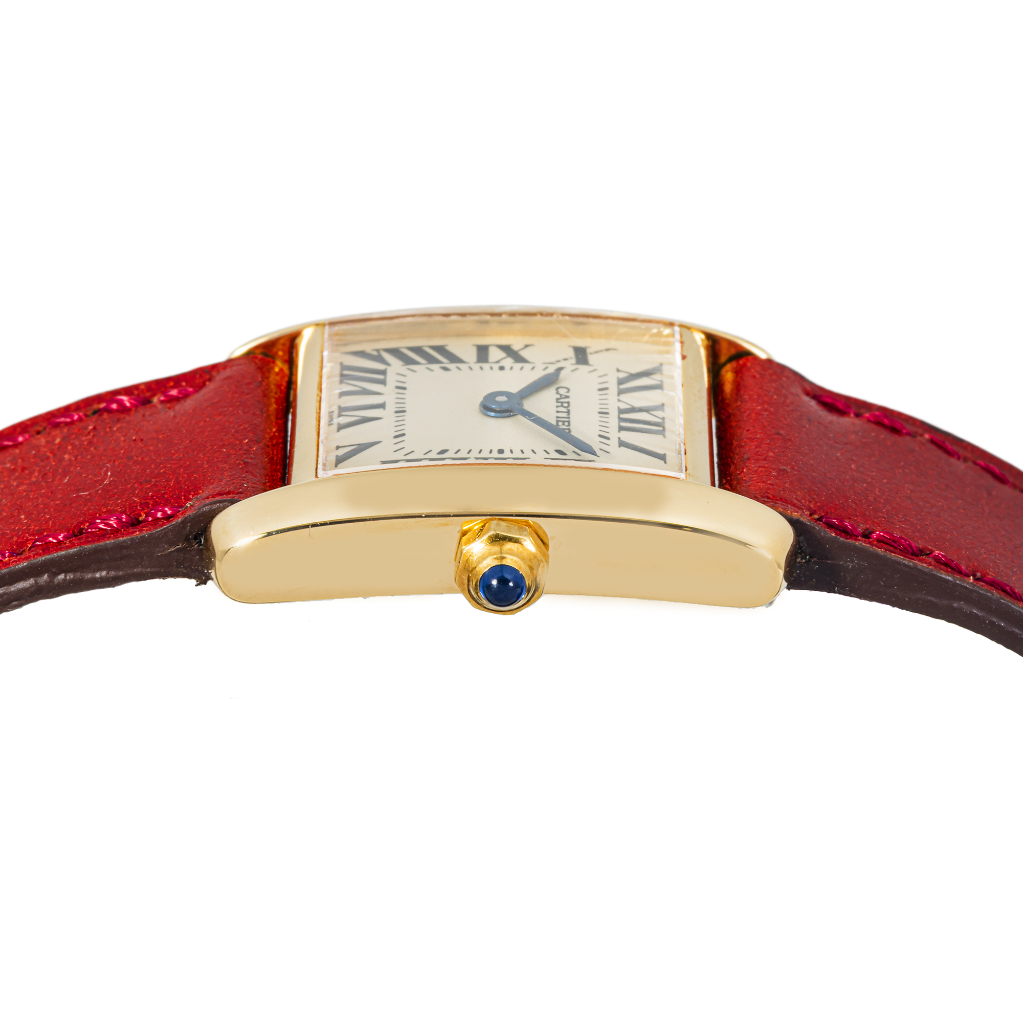 Cartier Tank Française W5000256 Stainless Steel White Dial Red Leather Strap Quartz