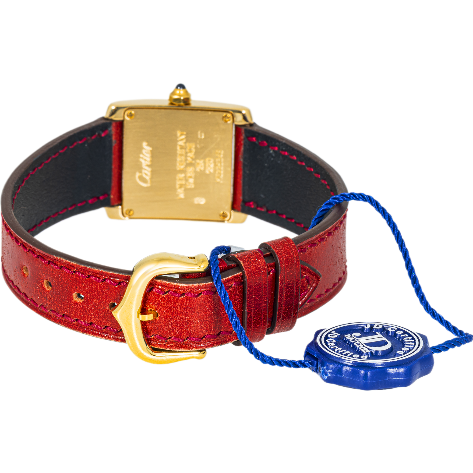 Cartier Tank Française W5000256 Stainless Steel White Dial Red Leather Strap Quartz