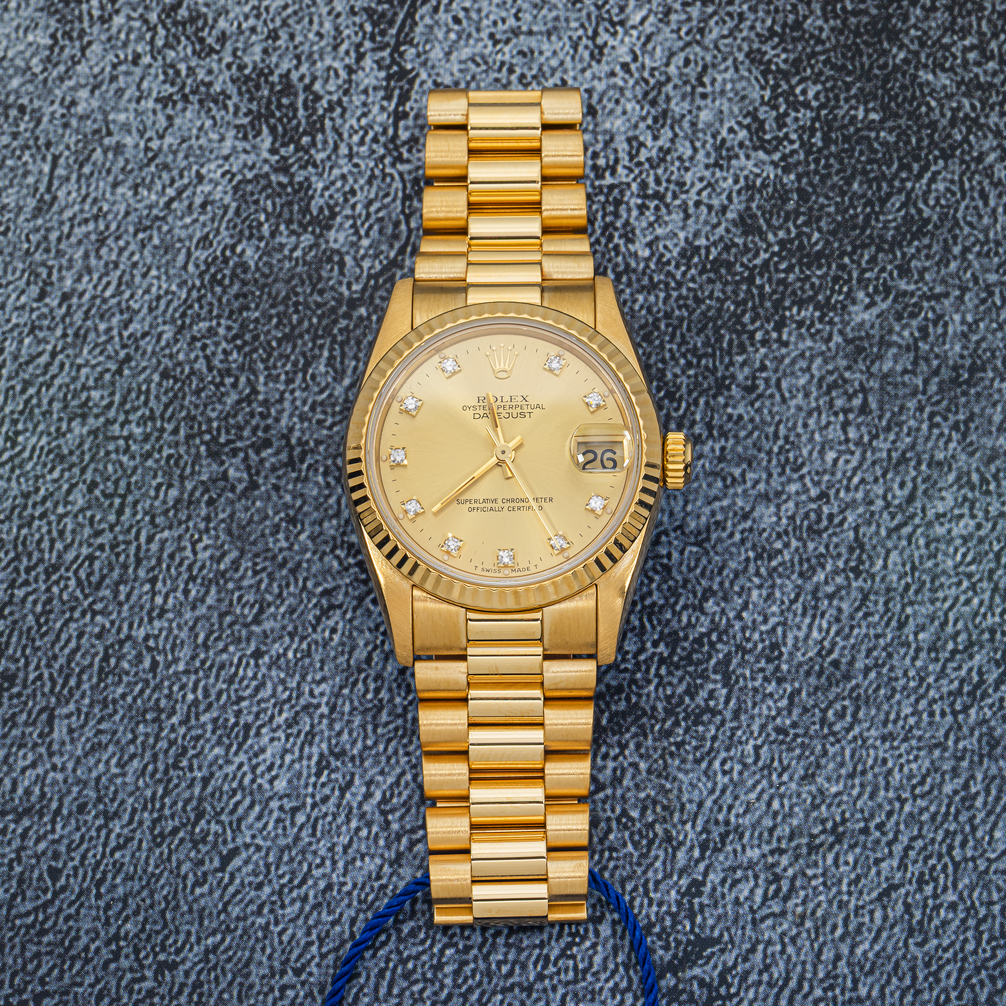 Rolex Datejust 31mm 68278 Champagne Diamond Dial 18K Yellow Gold President Bracelet