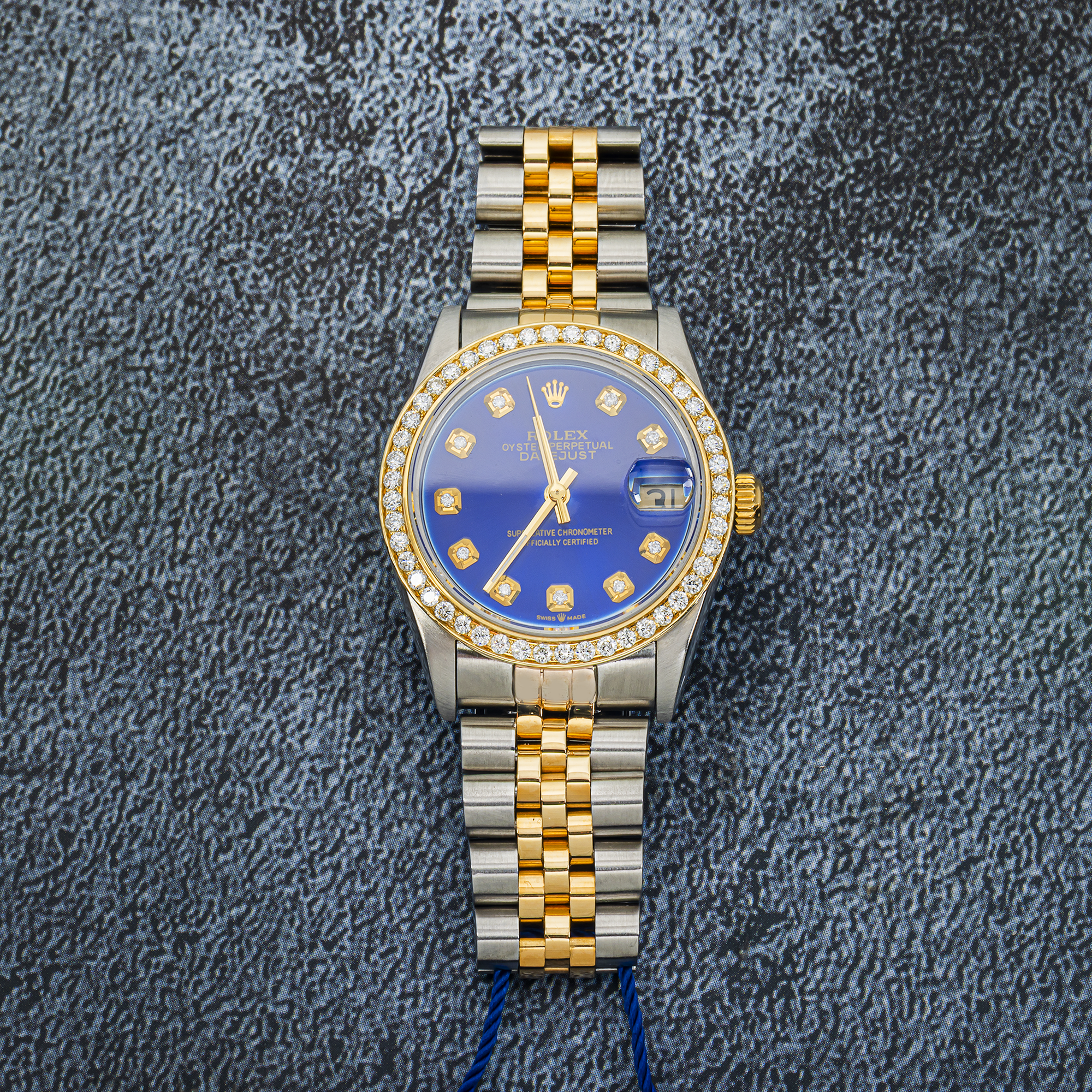 Rolex Datejust 31mm 68273 Blue Diamond Dial Diamond Bezel Steel & Yellow Gold Jubilee