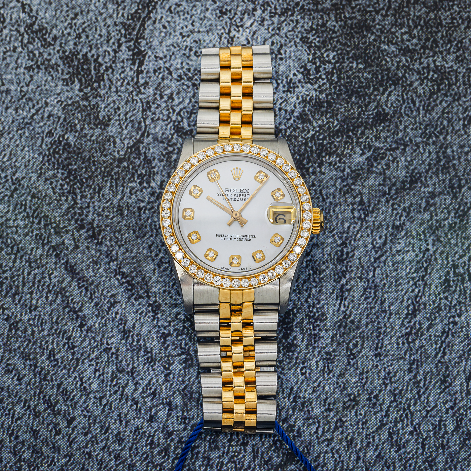 Rolex Datejust 31mm 68273 White MOP Diamond Dial Diamond Bezel Steel & Yellow Gold Jubilee