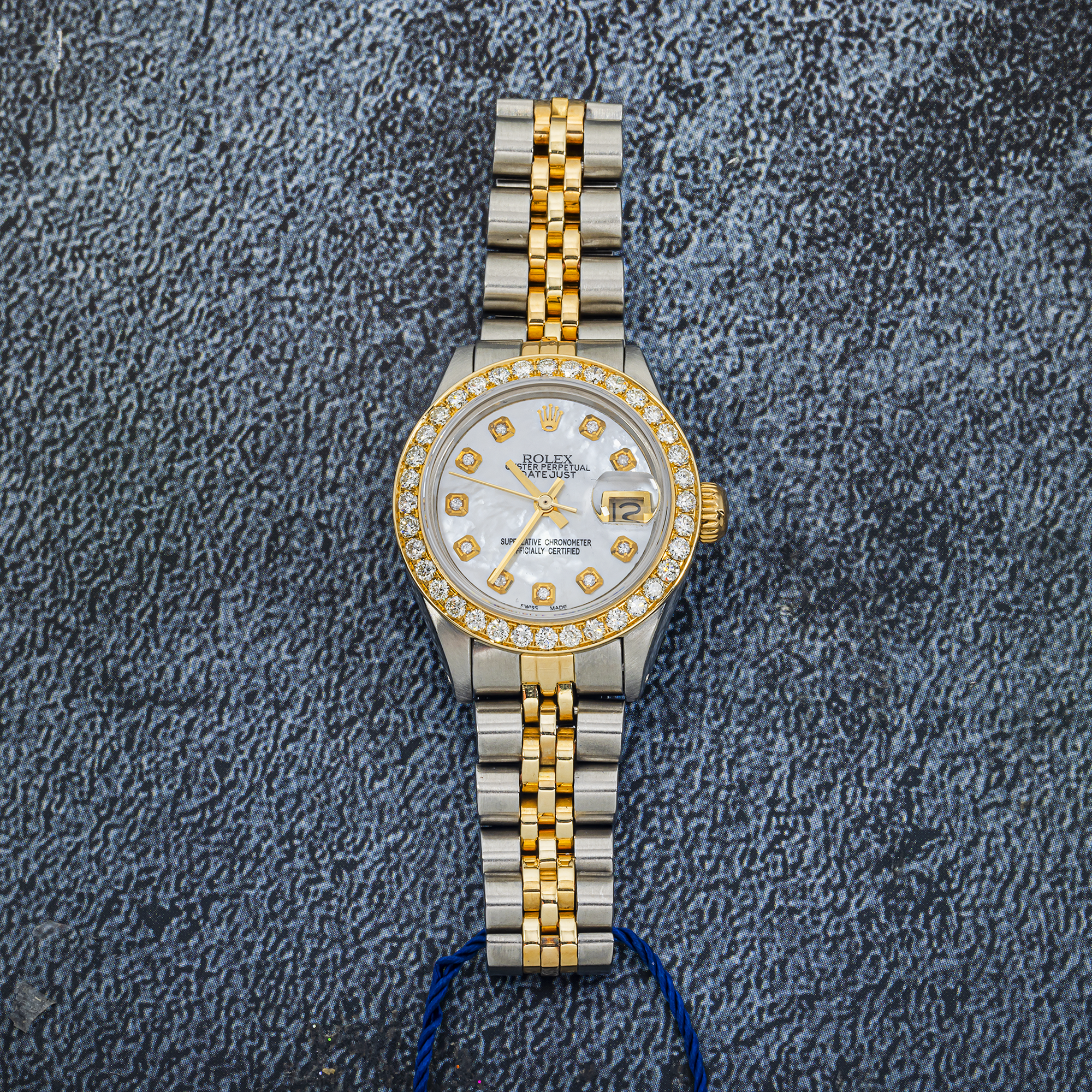 Rolex Datejust 26mm 6916 Steel & Yellow Gold Jubilee Mother of Pearl Diamond Bezel Diamond Dial