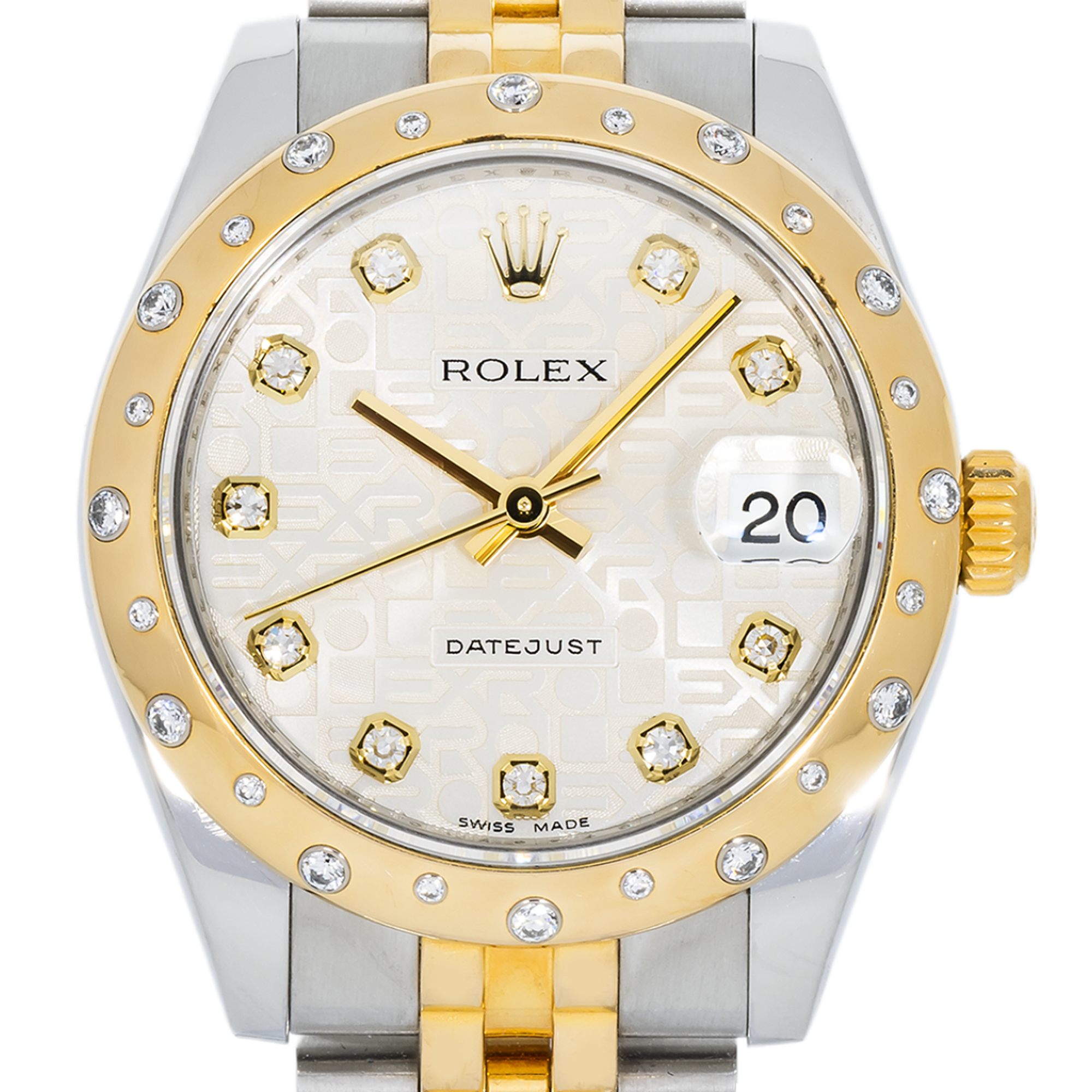 Rolex Datejust 31 mm 178343 – Yellow Gold & Steel Ivory Jubilee Diamond Dial with Factory Diamond Domed Bezel