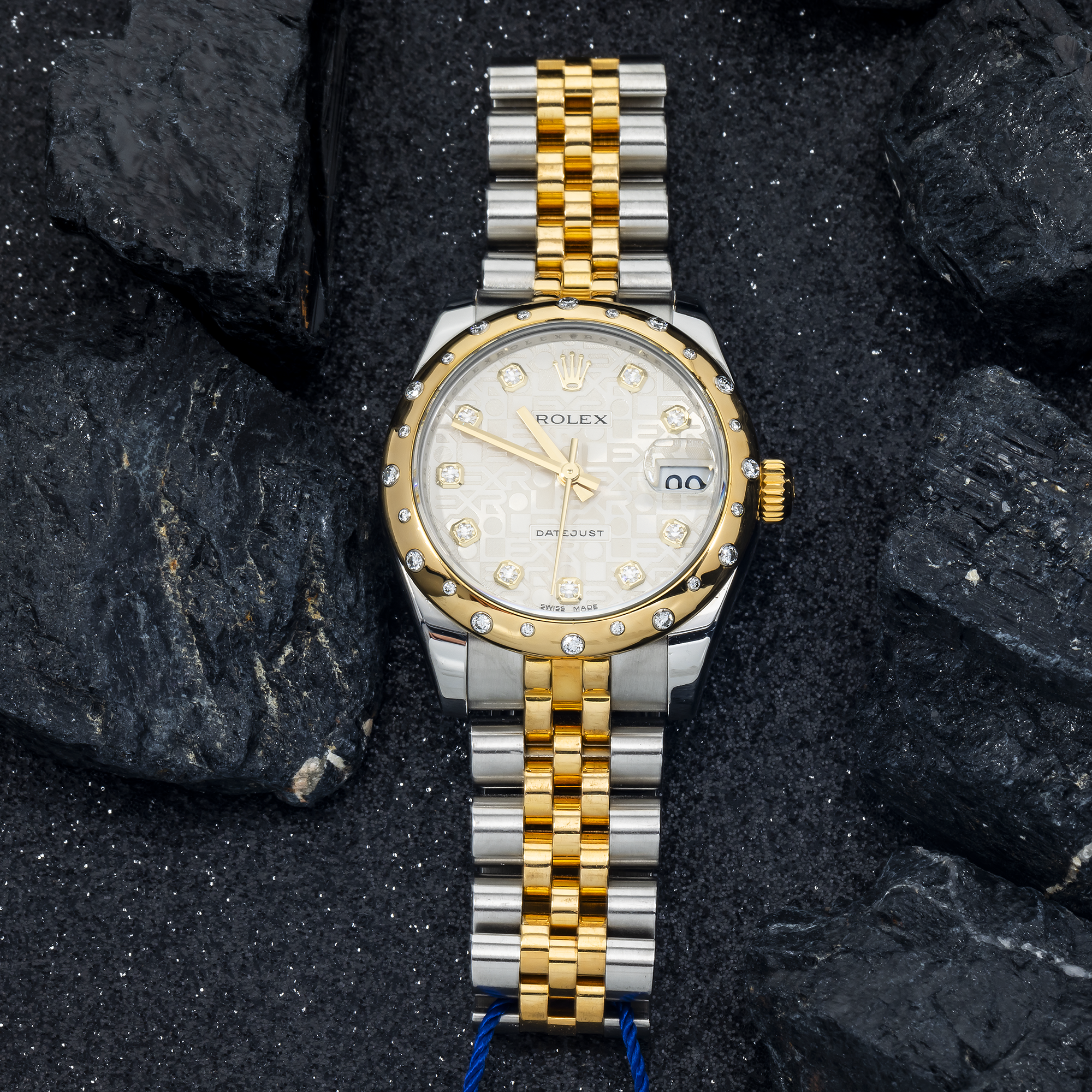 Rolex Datejust 31 mm 178343 – Yellow Gold & Steel Ivory Jubilee Diamond Dial with Factory Diamond Domed Bezel
