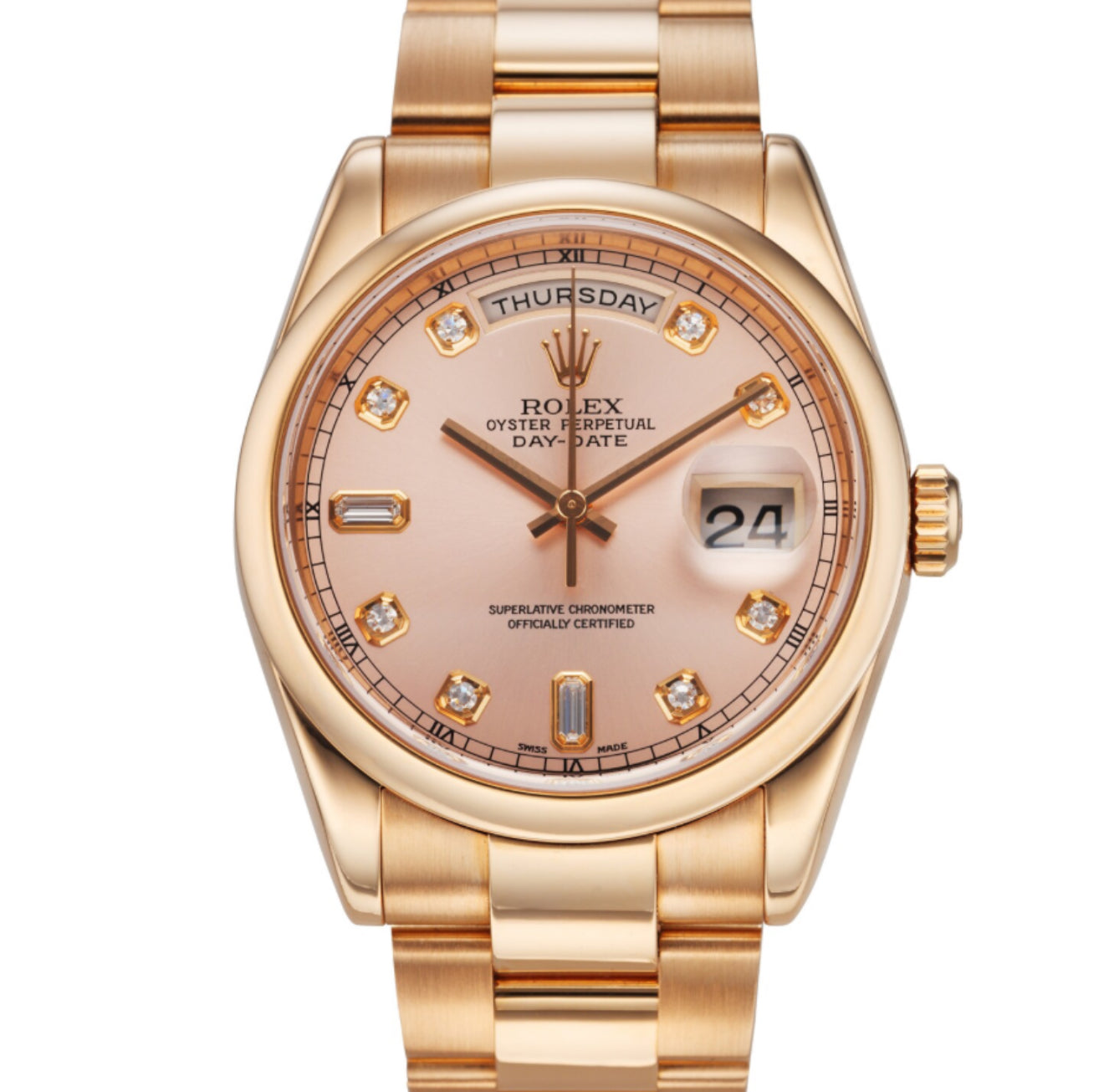 Rolex Day-Date 36 – Pink Gold with Diamond Dial Ref. M118205