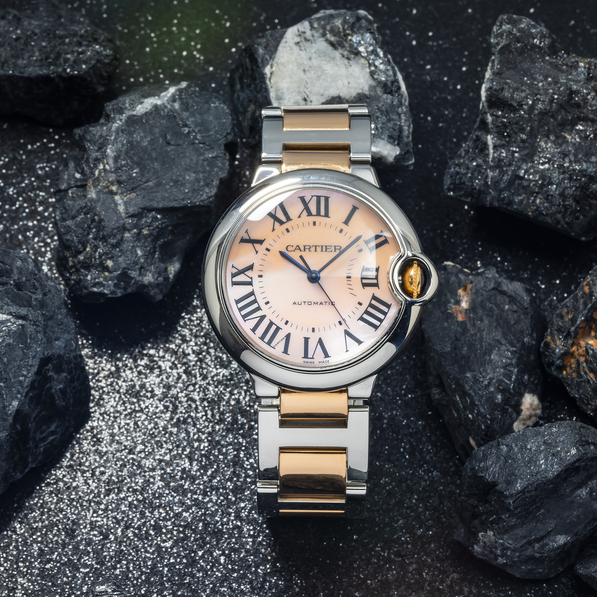 Cartier Ballon Bleu W6920033 – 36mm Stainless Steel & Rose Gold Automatic Watch with Pink Mother-of-Pearl Dial-Cartier-JD Watches NY