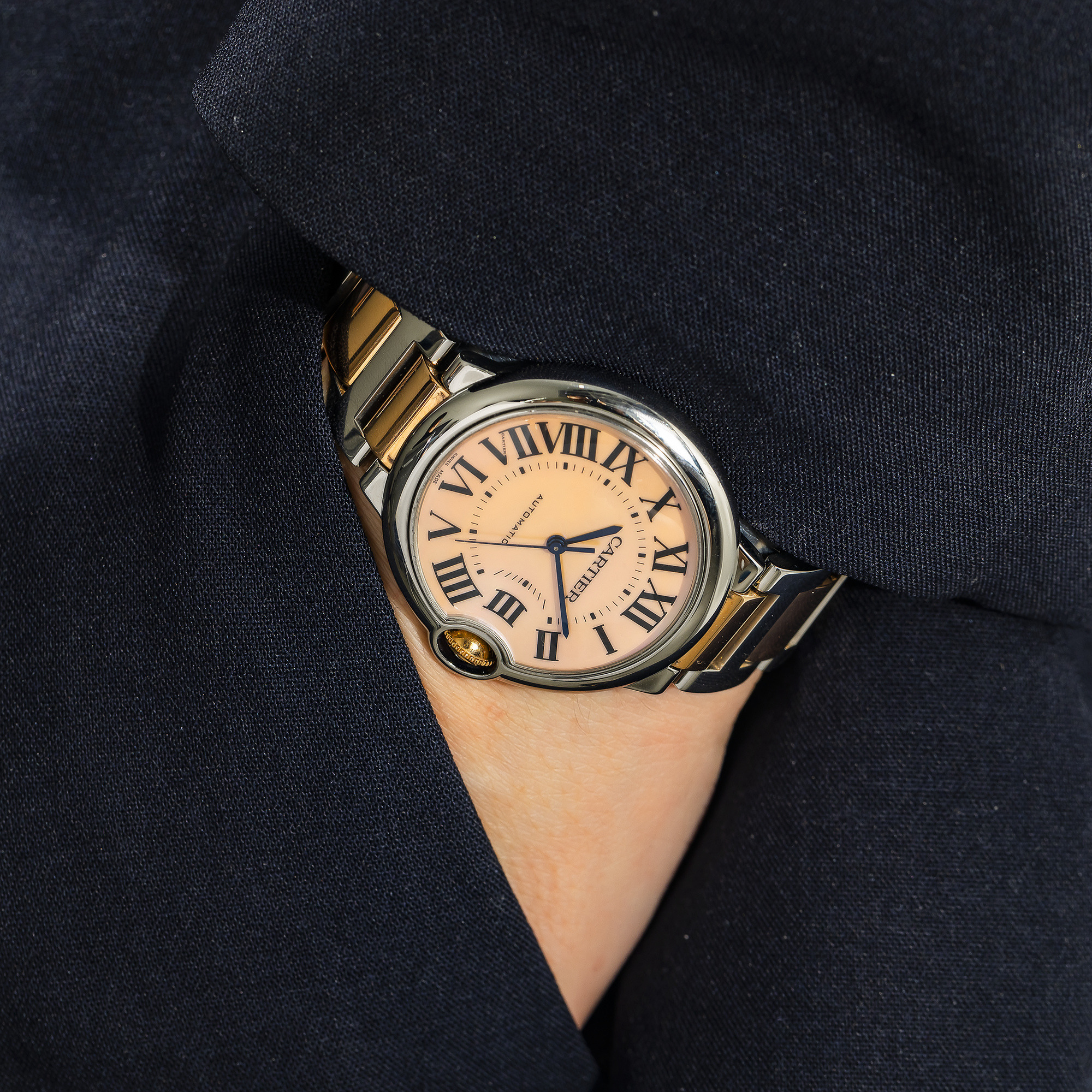 Cartier Ballon Bleu W6920033 – 36mm Stainless Steel & Rose Gold Automatic Watch with Pink Mother-of-Pearl Dial-Cartier-JD Watches NY