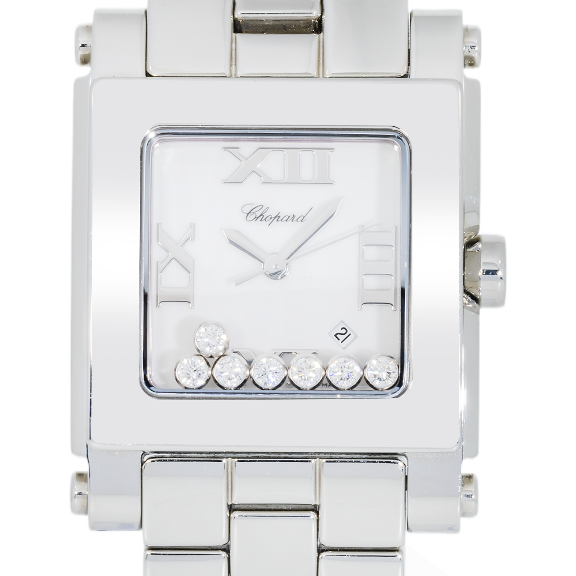 Chopard Happy Sport Square Ref. 278496 — Stainless Steel “Floating Diamonds” Quartz Ladies Watch