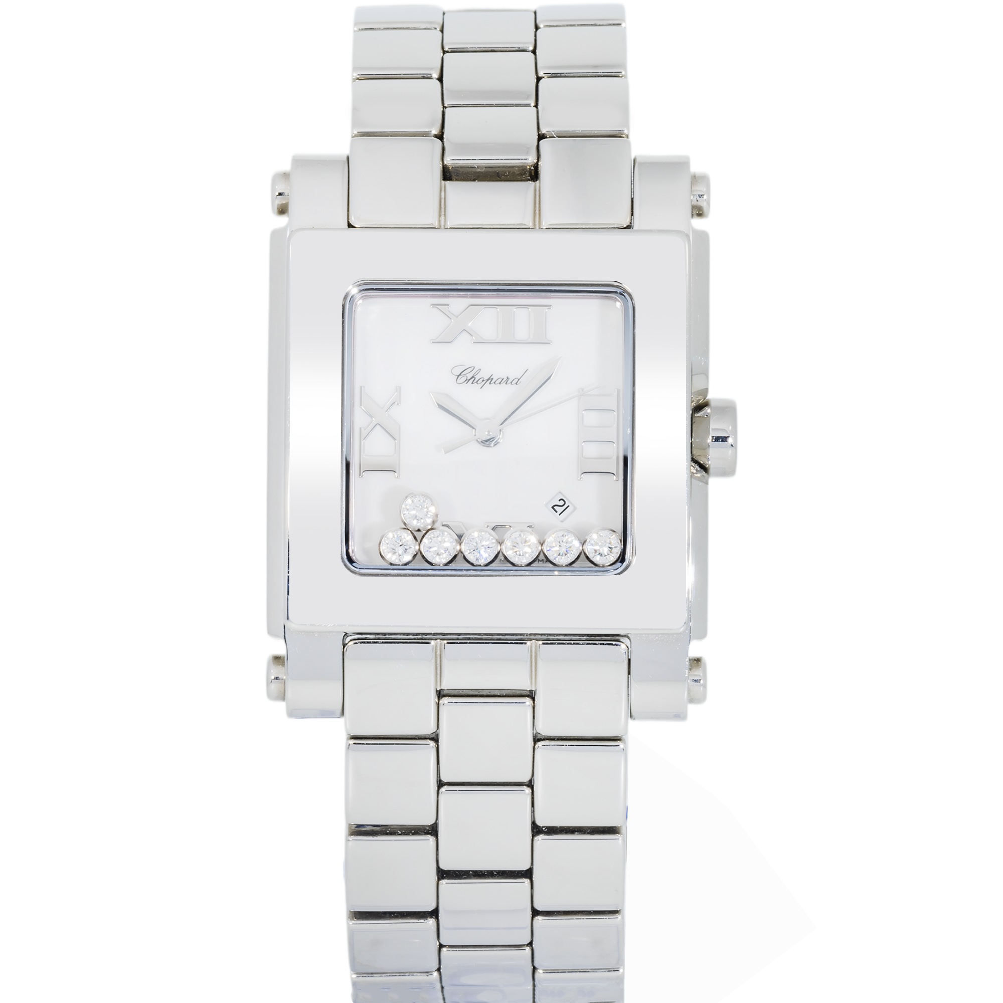 Chopard Happy Sport Square Ref. 278496 — Stainless Steel “Floating Diamonds” Quartz Ladies Watch